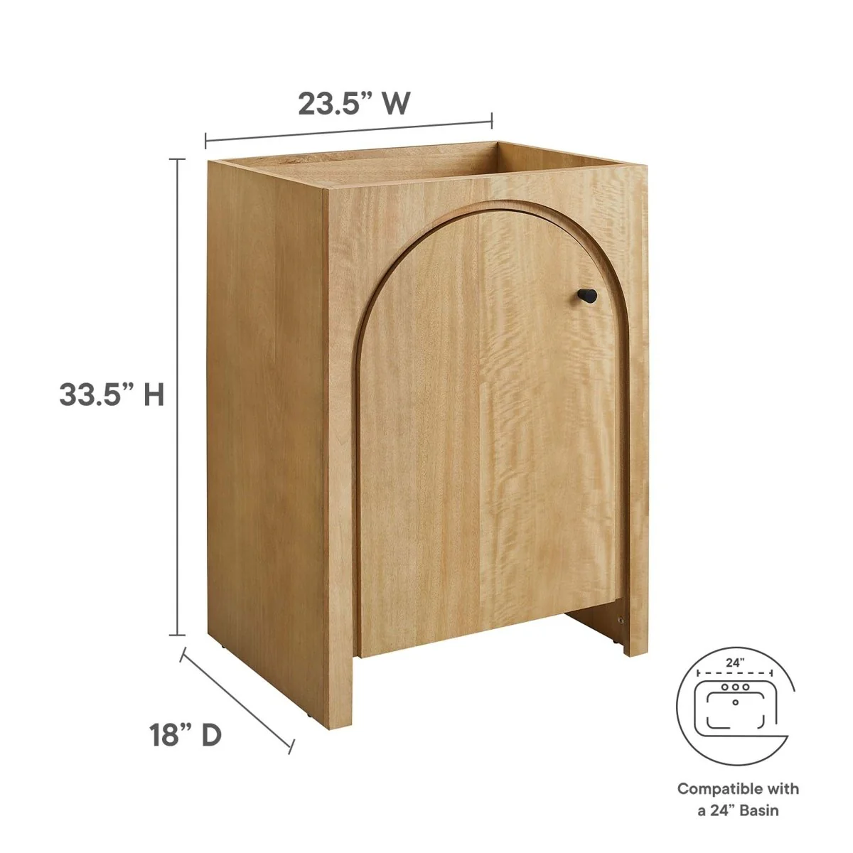 Bathroom Vanity Cabinet – MDF and Mango Wood Veneer, Multiple Sizes Available - Image 14