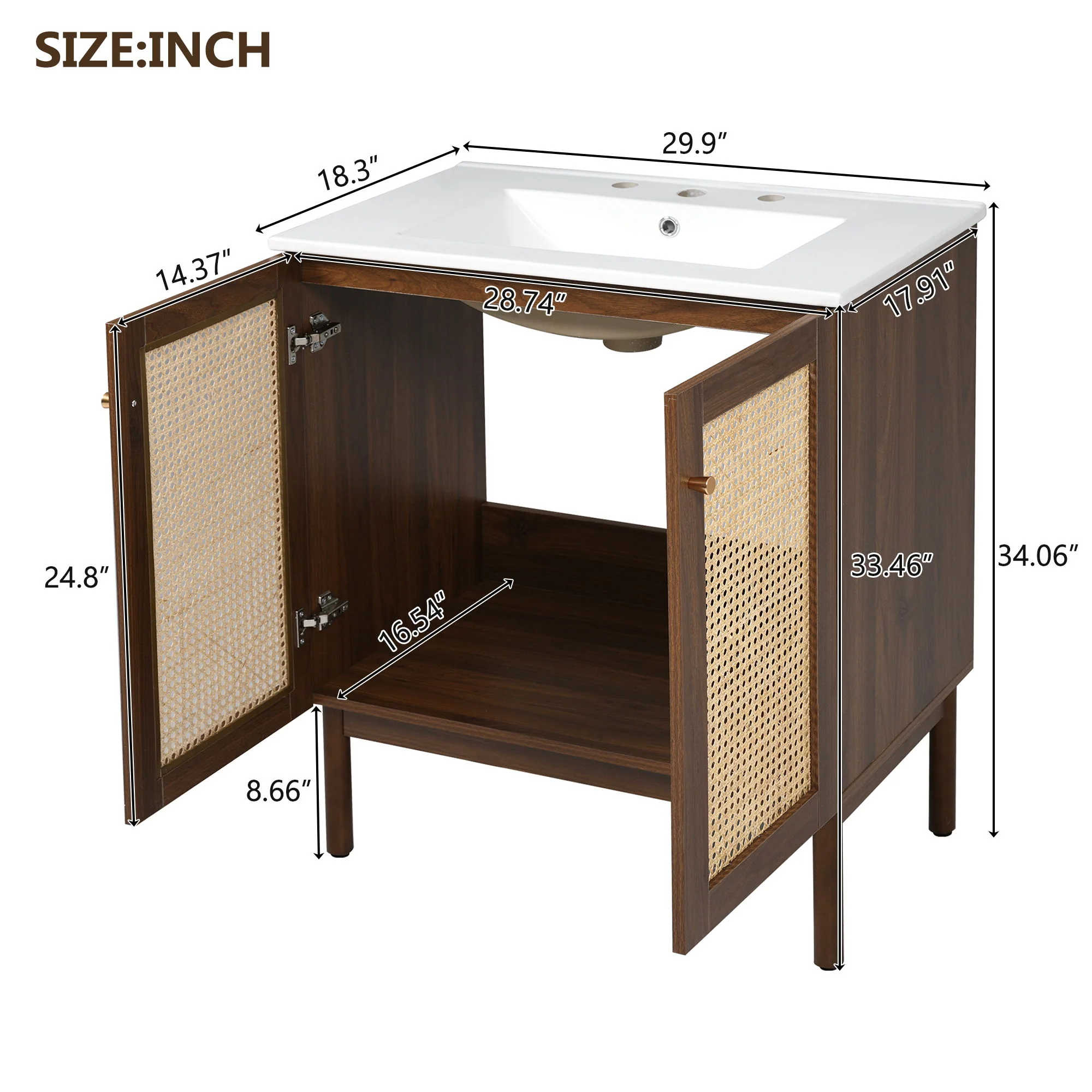 Bathroom Vanity Cabinet With Doors, Soft Close Design - Image 11