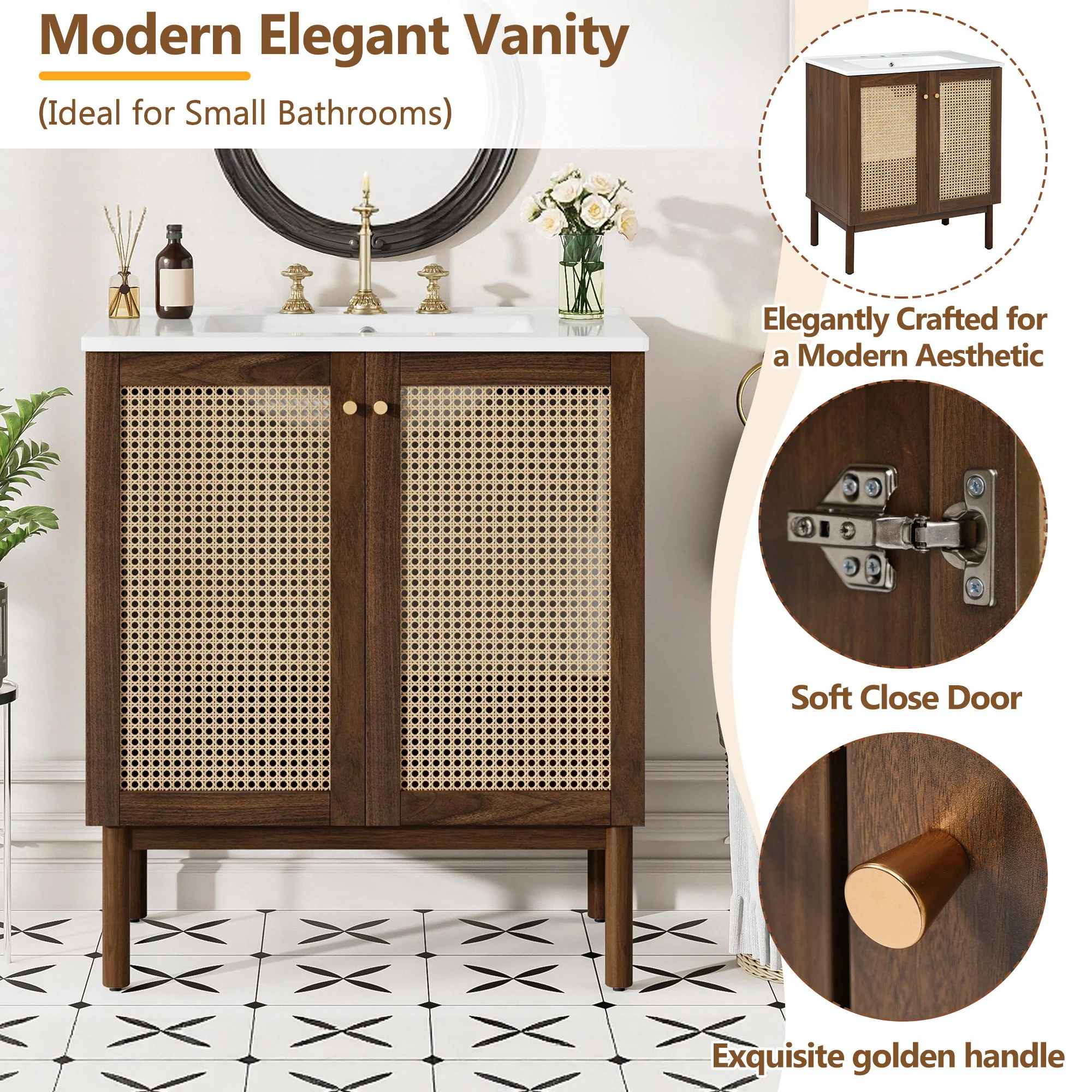 Bathroom Vanity Cabinet With Doors, Soft Close Design - Image 6