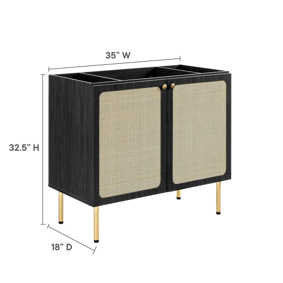 Bathroom Vanity Cabinet with Rattan Doors – Sink Basin Not Included, Various Sizes - Image 93