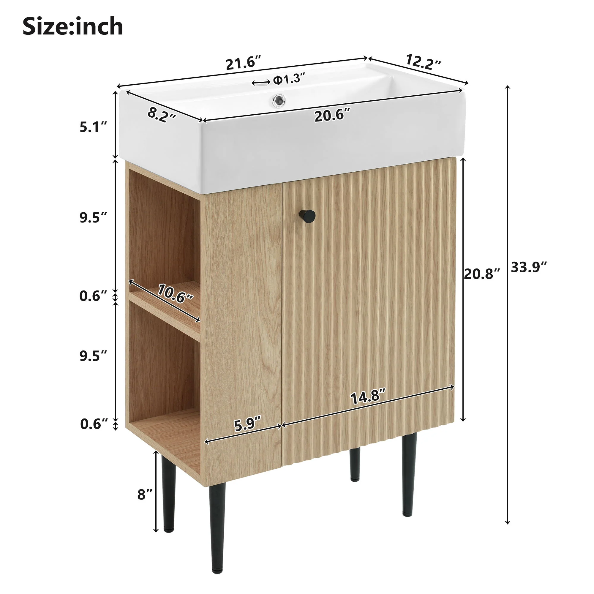 Bathroom Vanity, Combo Cabinet, Bathroom Storage Cabinet, Single Ceramic Sink - Image 16