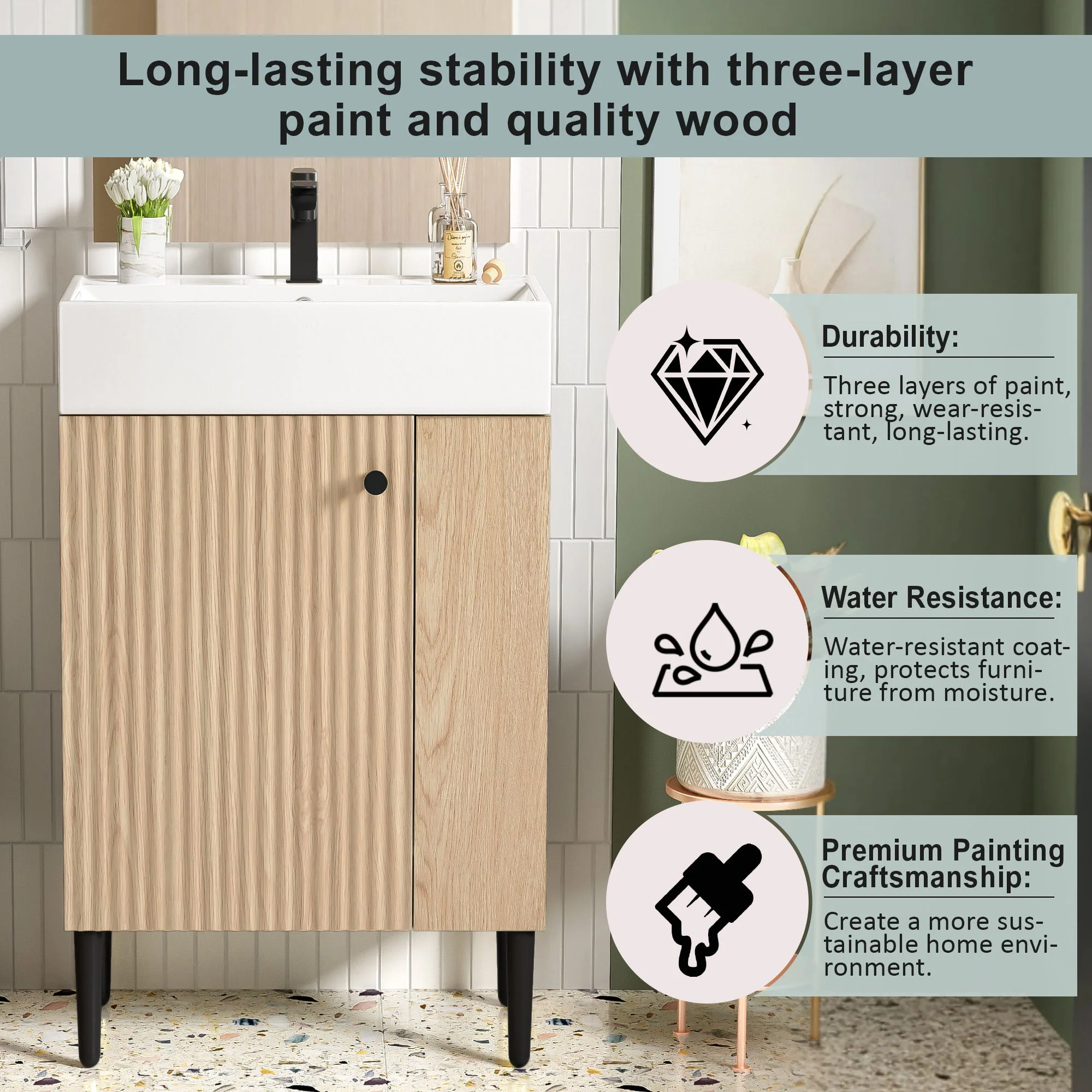 Bathroom Vanity, Combo Cabinet, Bathroom Storage Cabinet, Single Ceramic Sink - Image 41