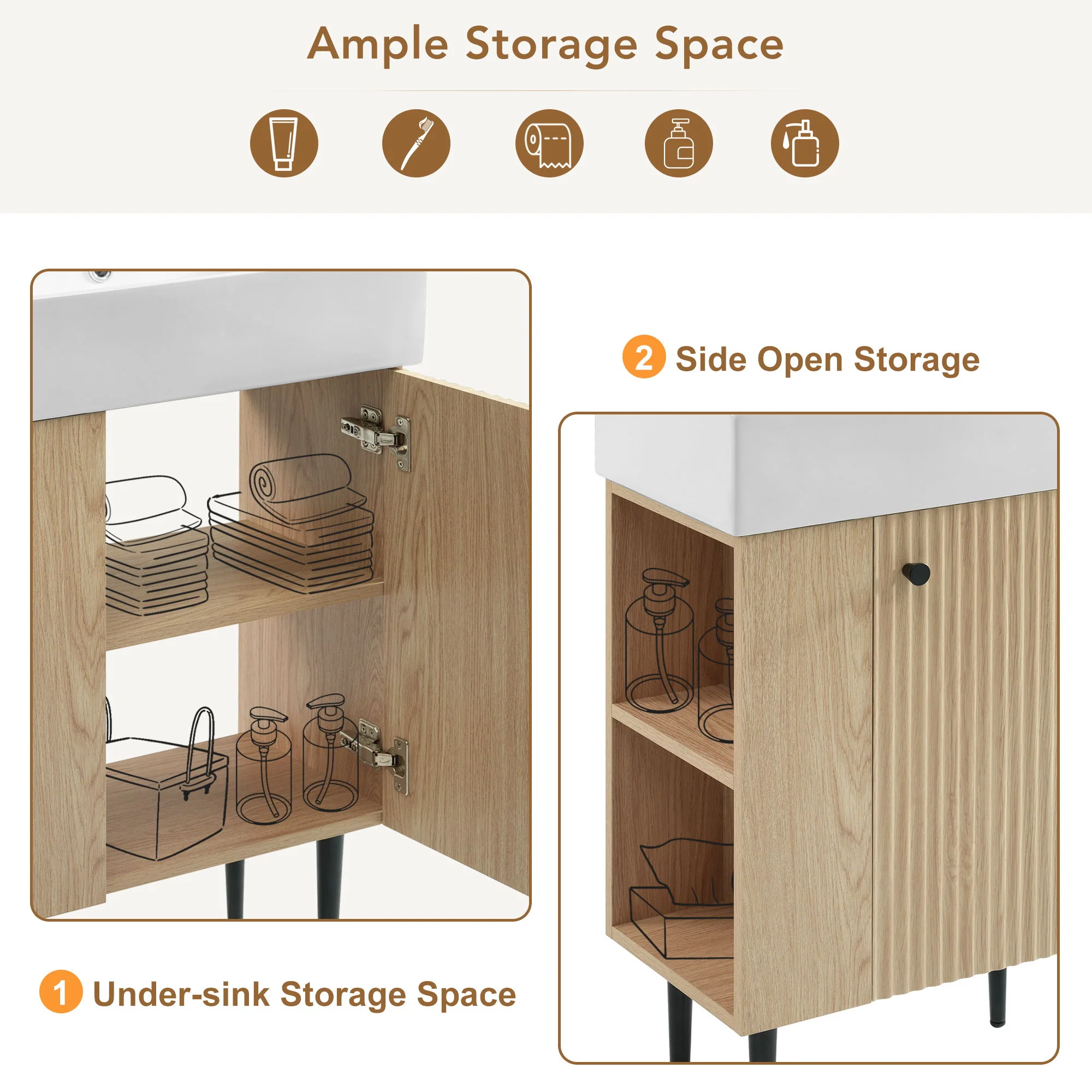 Bathroom Vanity, Combo Cabinet, Bathroom Storage Cabinet, Single Ceramic Sink - Image 69