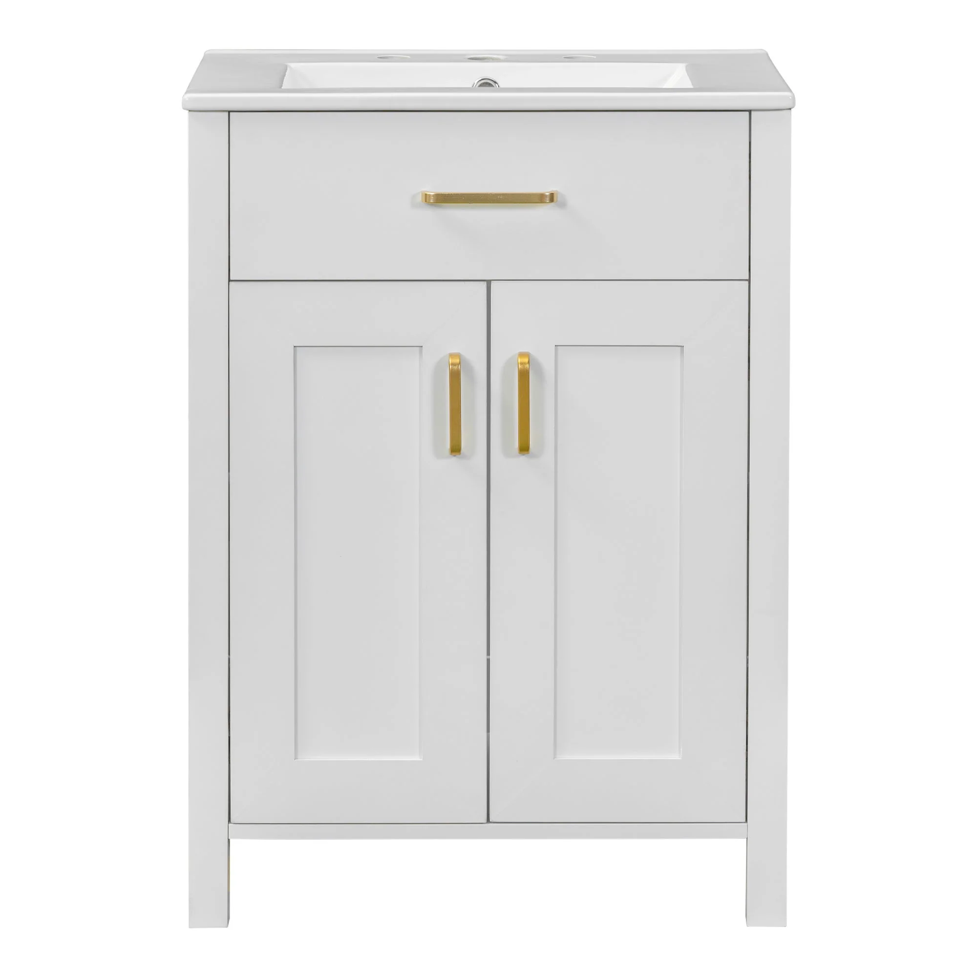 Bathroom Vanity Combo With Ceramic Sink, Luxurious Space-Saving Vanity, 2 Soft Close Doors - Image 2