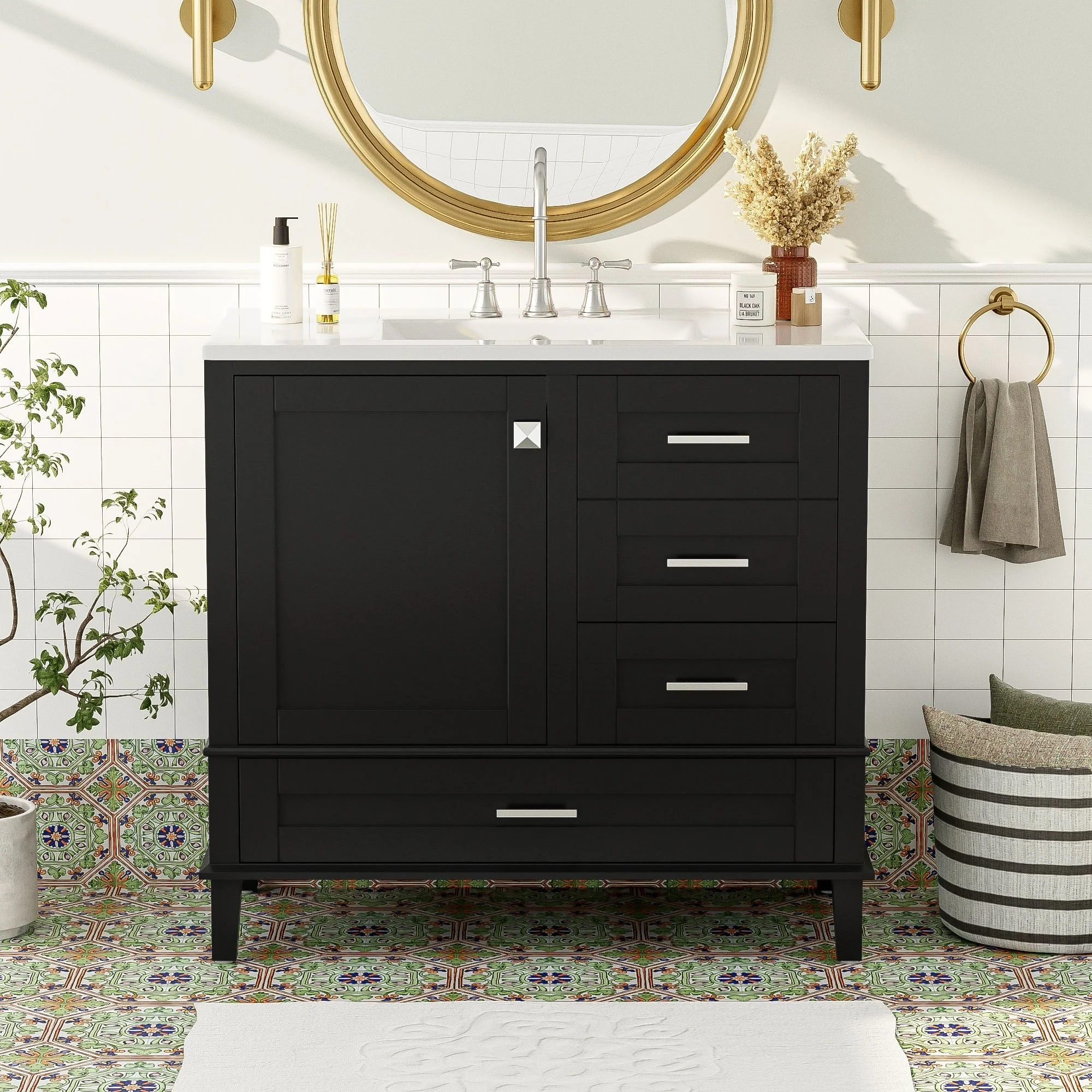 Bathroom Vanity, Modern Bathroom Cabinet With Sink Combo Set, Bathroom Storage Cabinet With A Soft Closing Door And 3 Drawers, Solid Wood Frame - Image 13