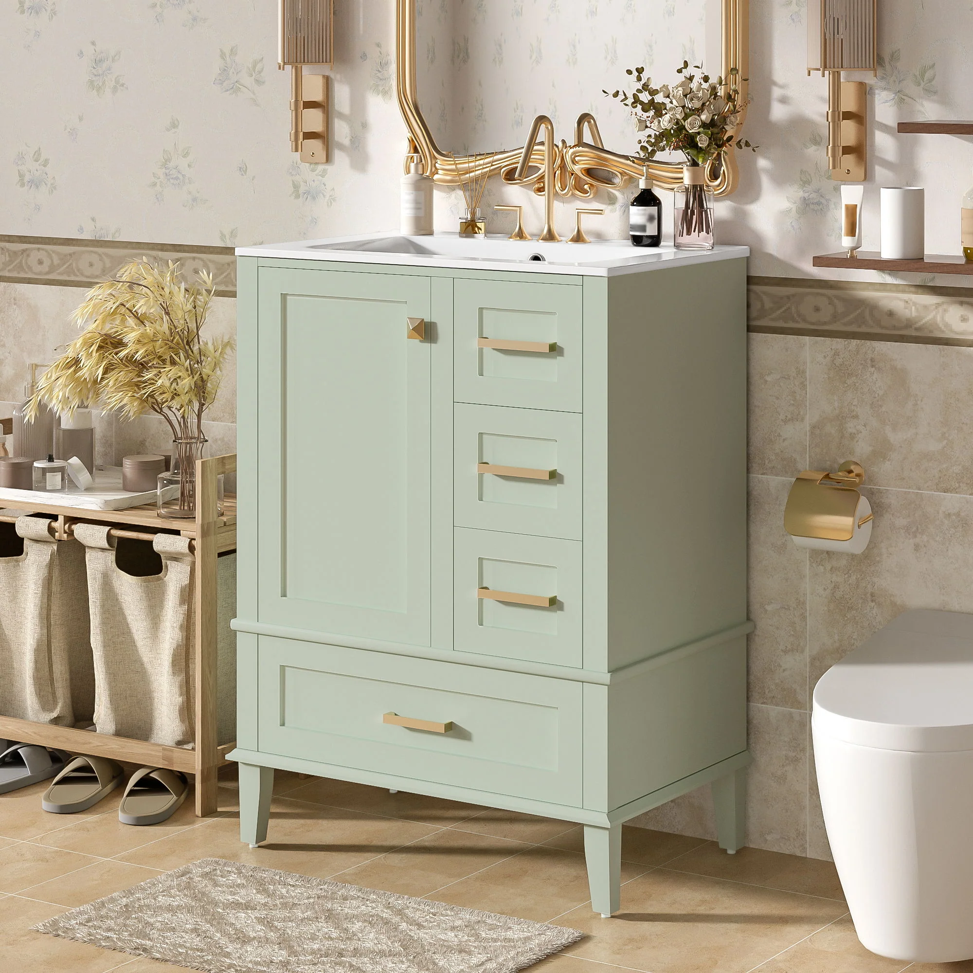 Bathroom Vanity, Modern Bathroom Cabinet With Sink Combo Set, Bathroom Storage Cabinet With A Soft Closing Door And 3 Drawers, Solid Wood Frame - Image 49