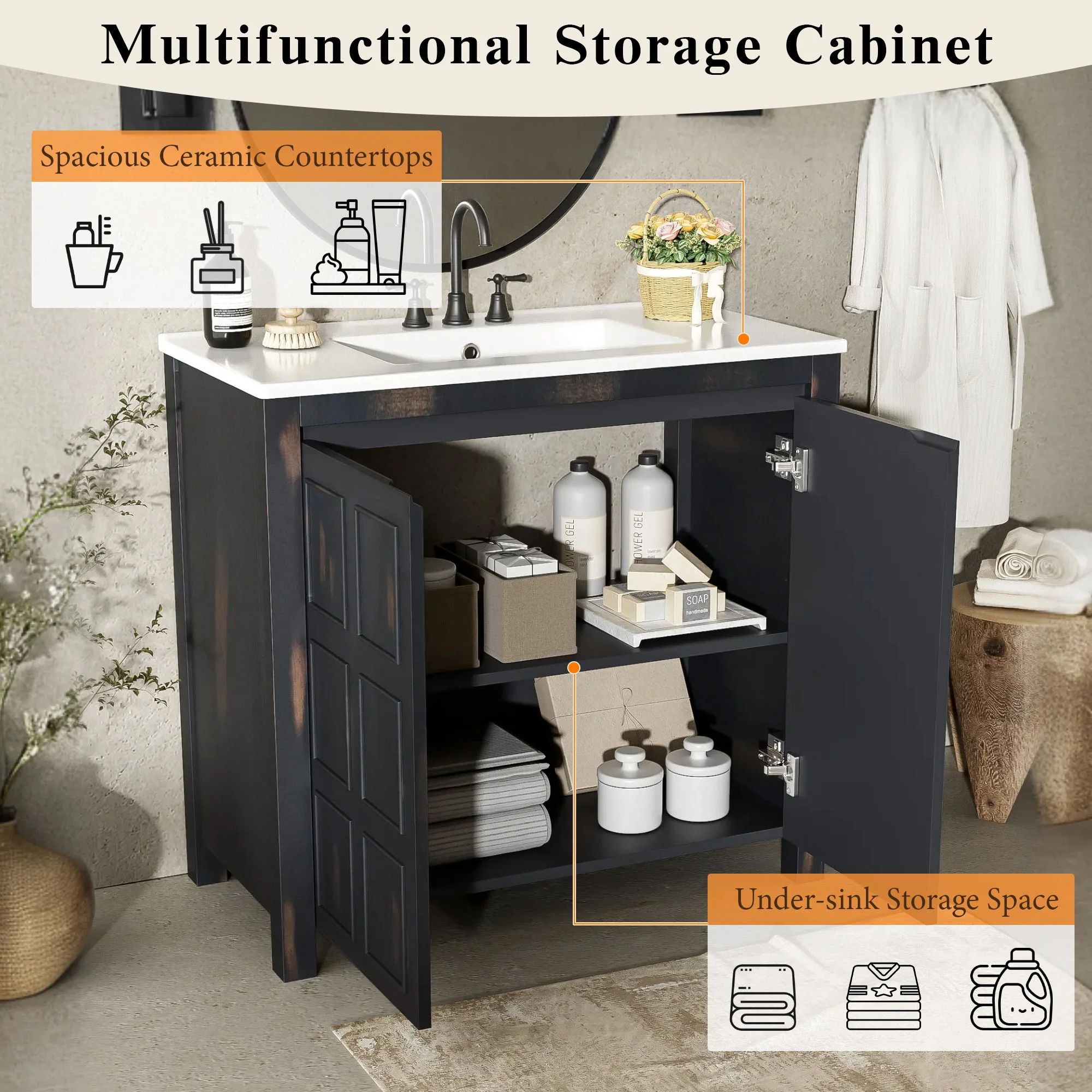 Bathroom Vanity Organizer With Sink, Combo Cabinet Set, Bathroom Storage Cabinet - Image 13