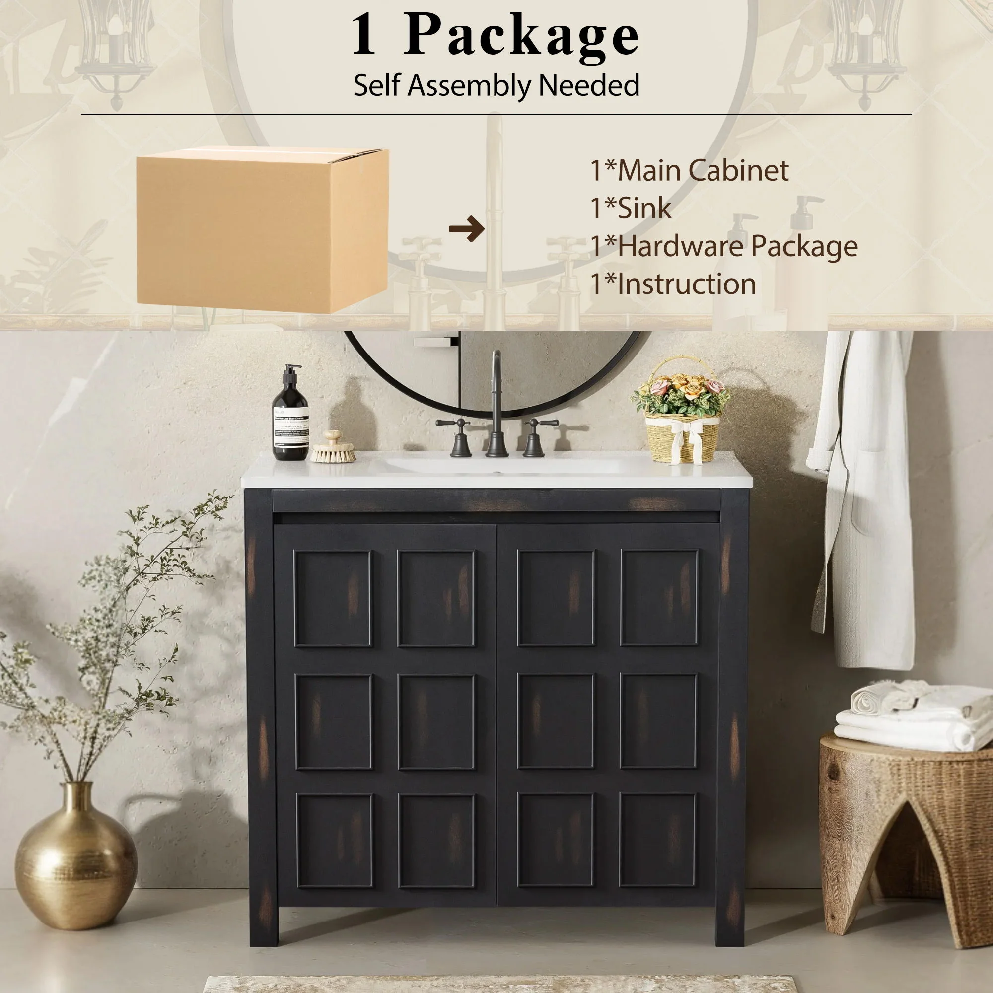 Bathroom Vanity Organizer With Sink, Combo Cabinet Set, Bathroom Storage Cabinet - Image 5
