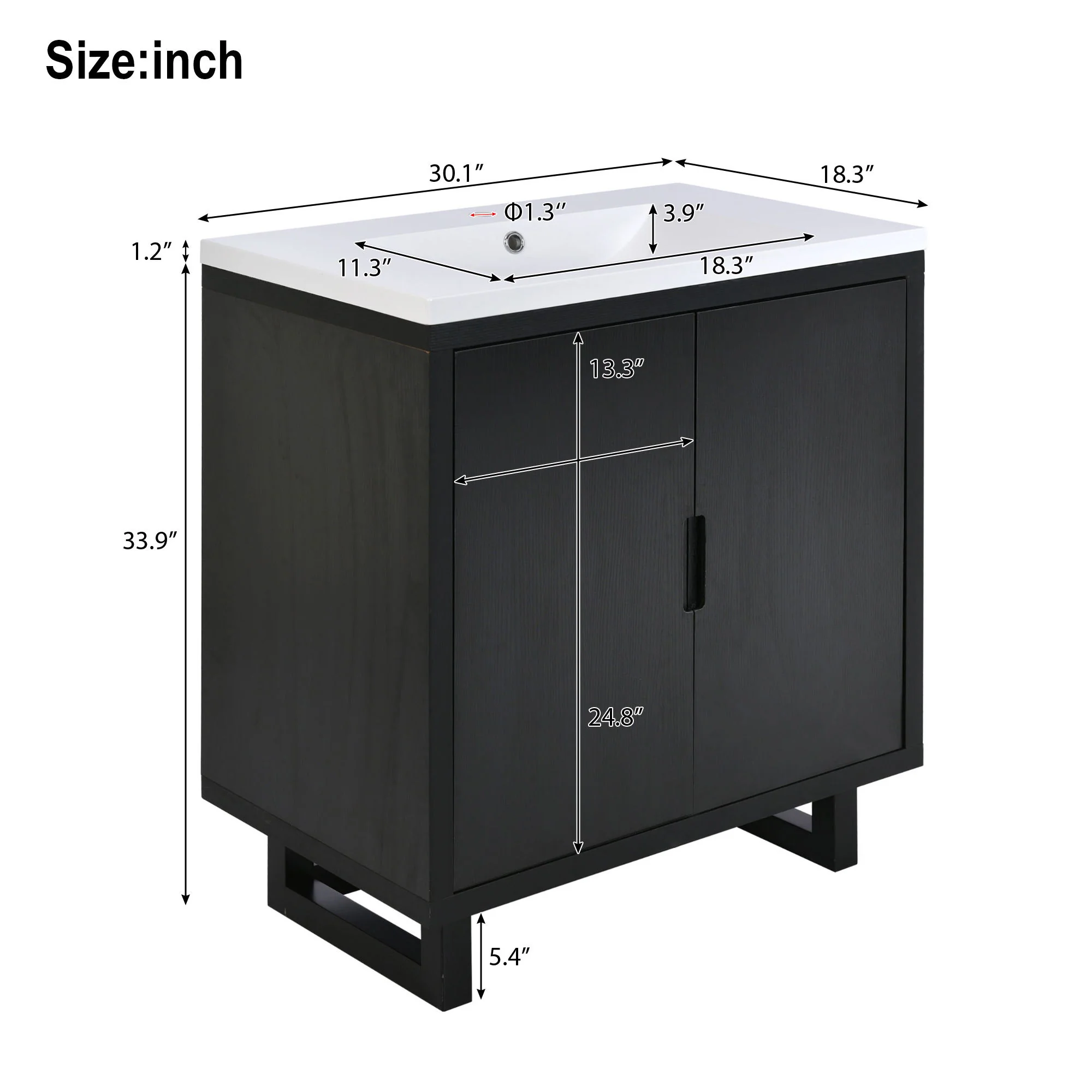 Bathroom Vanity Set With Sink, Combo Cabinet, Bathroom Storage Cabinet, Solid Wood Frame - Image 17