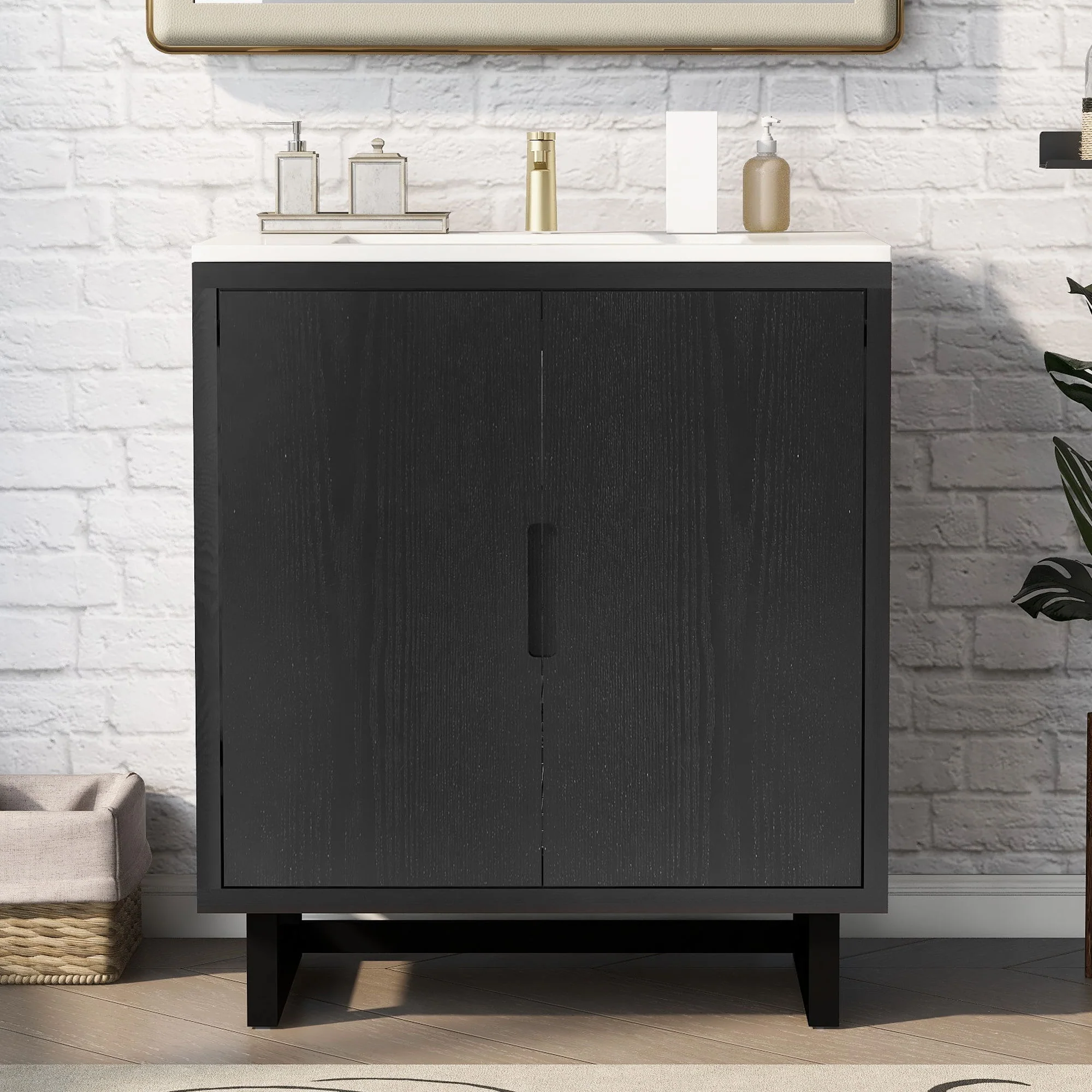 Bathroom Vanity Set With Sink, Combo Cabinet, Bathroom Storage Cabinet, Solid Wood Frame - Image 2
