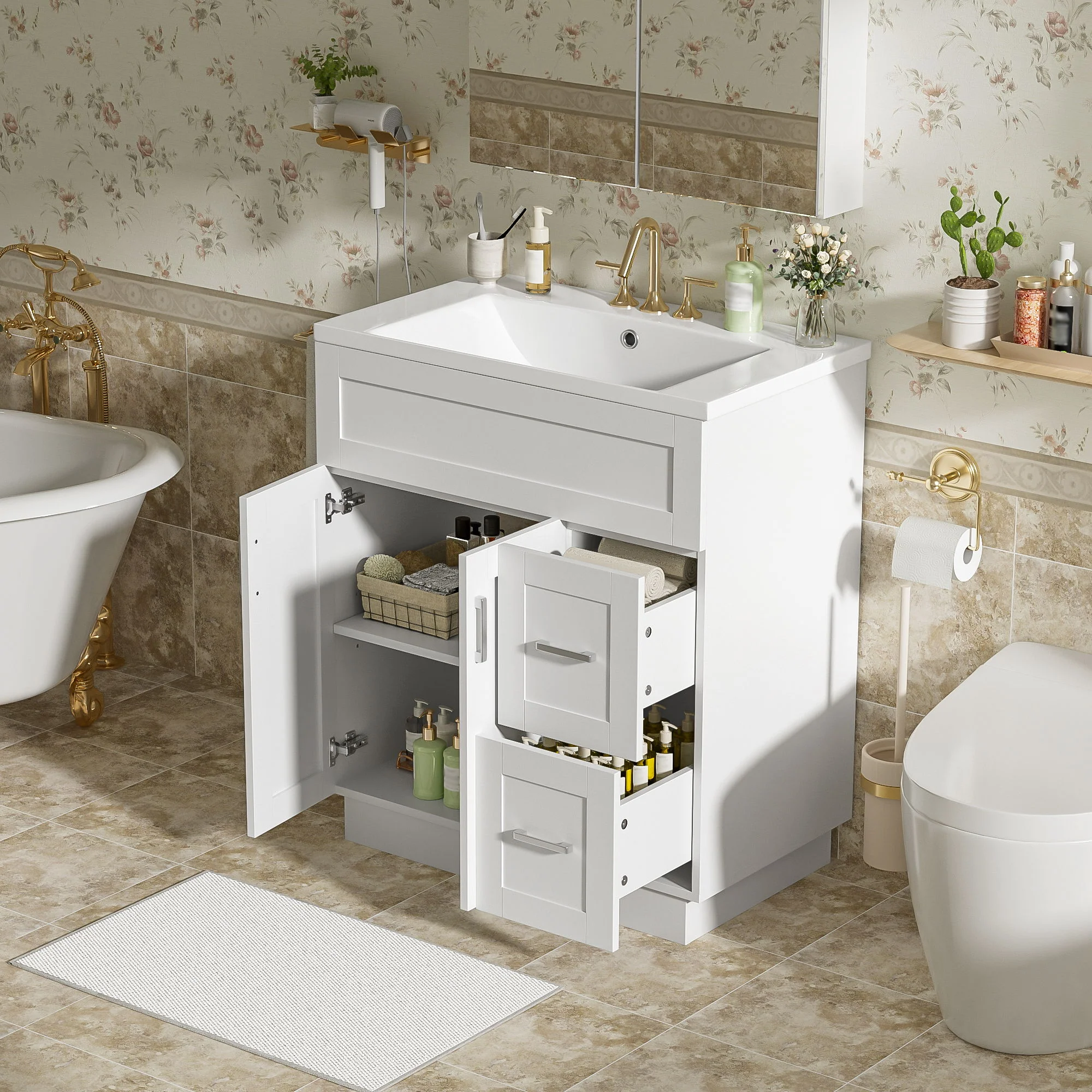 Bathroom Vanity With 2 Doors, 2 Drawers, Adjustable Shelf, Hidden Slides & Soft Close Hinges - Image 13