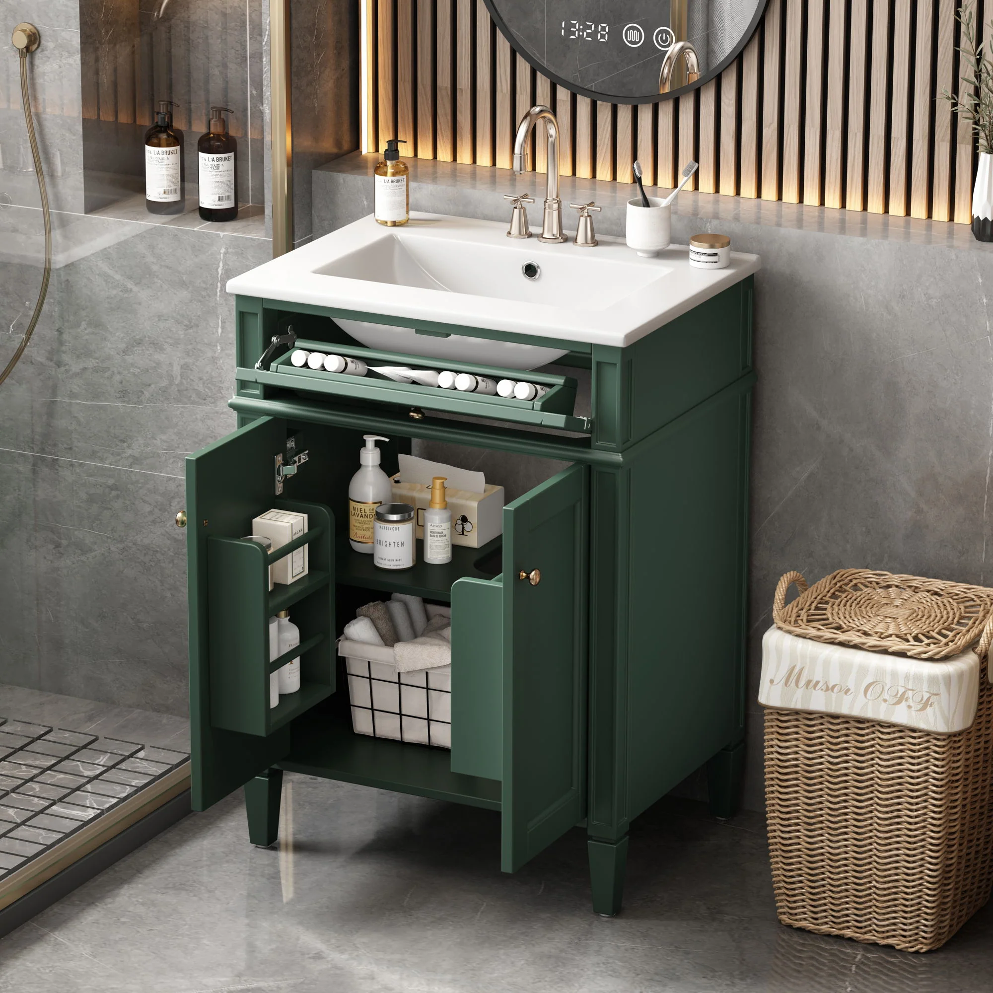 Bathroom Vanity With 2 Doors And Tip Out Drawer, Soft Closing Hinges - Image 10