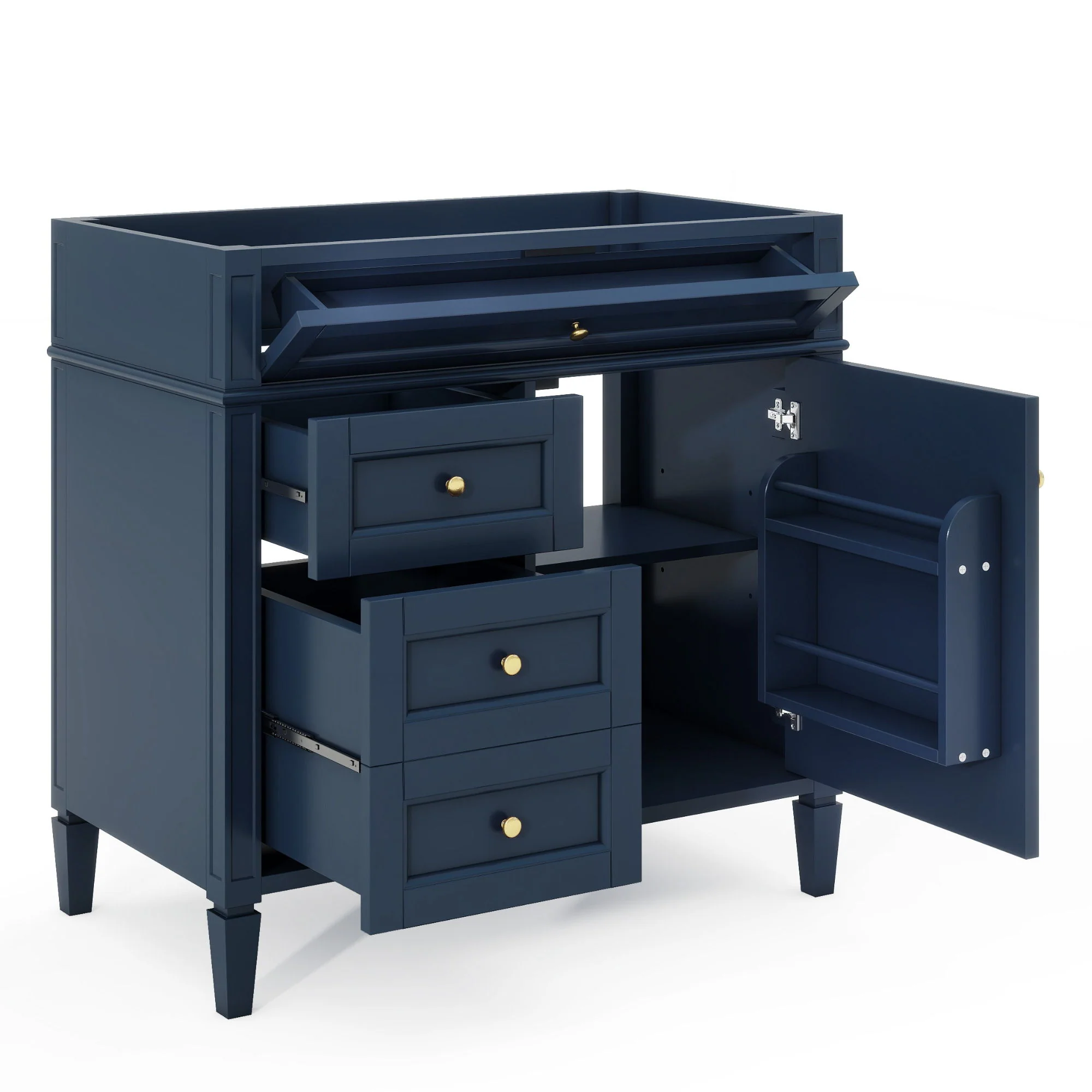 Bathroom Vanity With 2 Drawers And Tip-Out Drawer, Storage Cabinet - Image 11