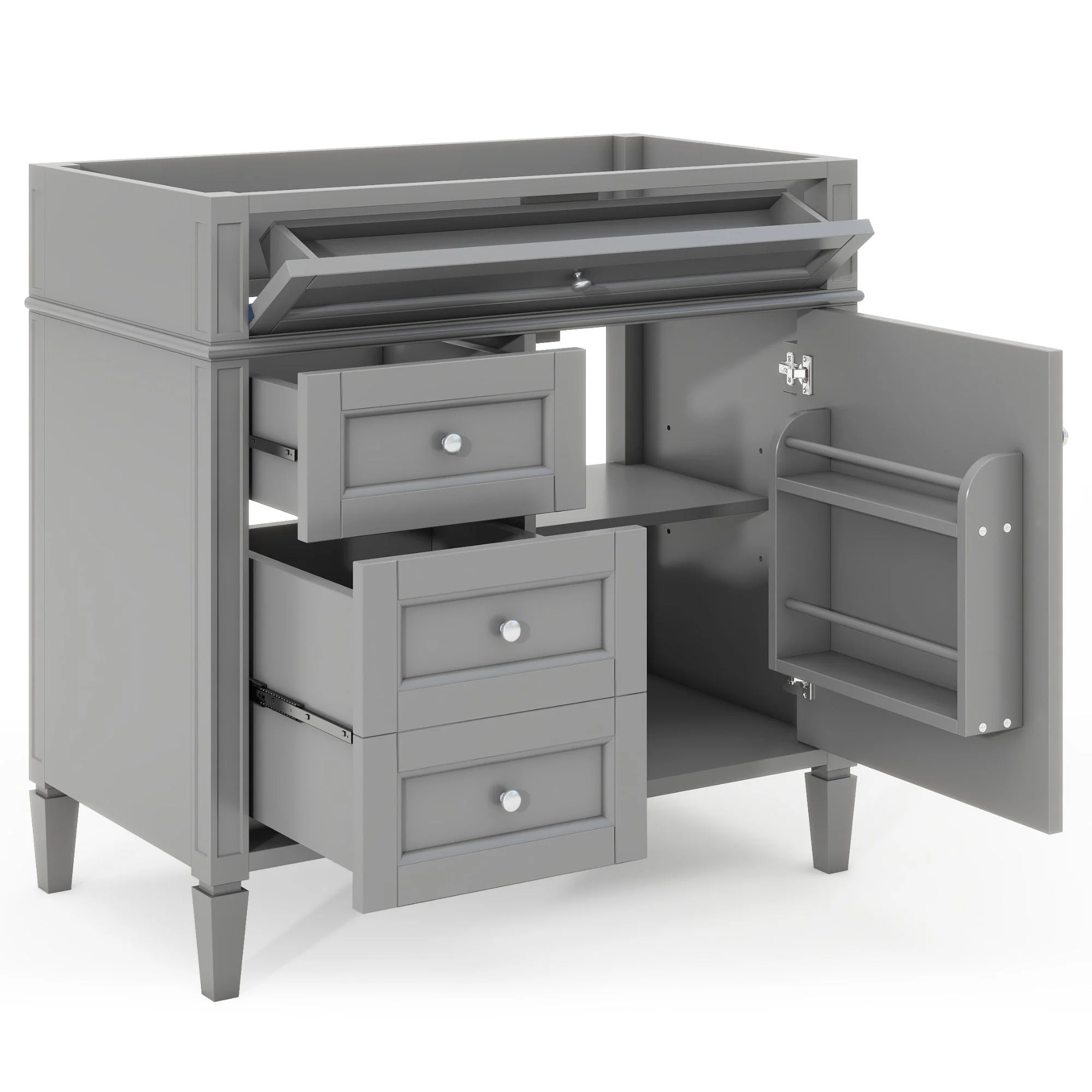 Bathroom Vanity With 2 Drawers And Tip-Out Drawer, Storage Cabinet - Image 6
