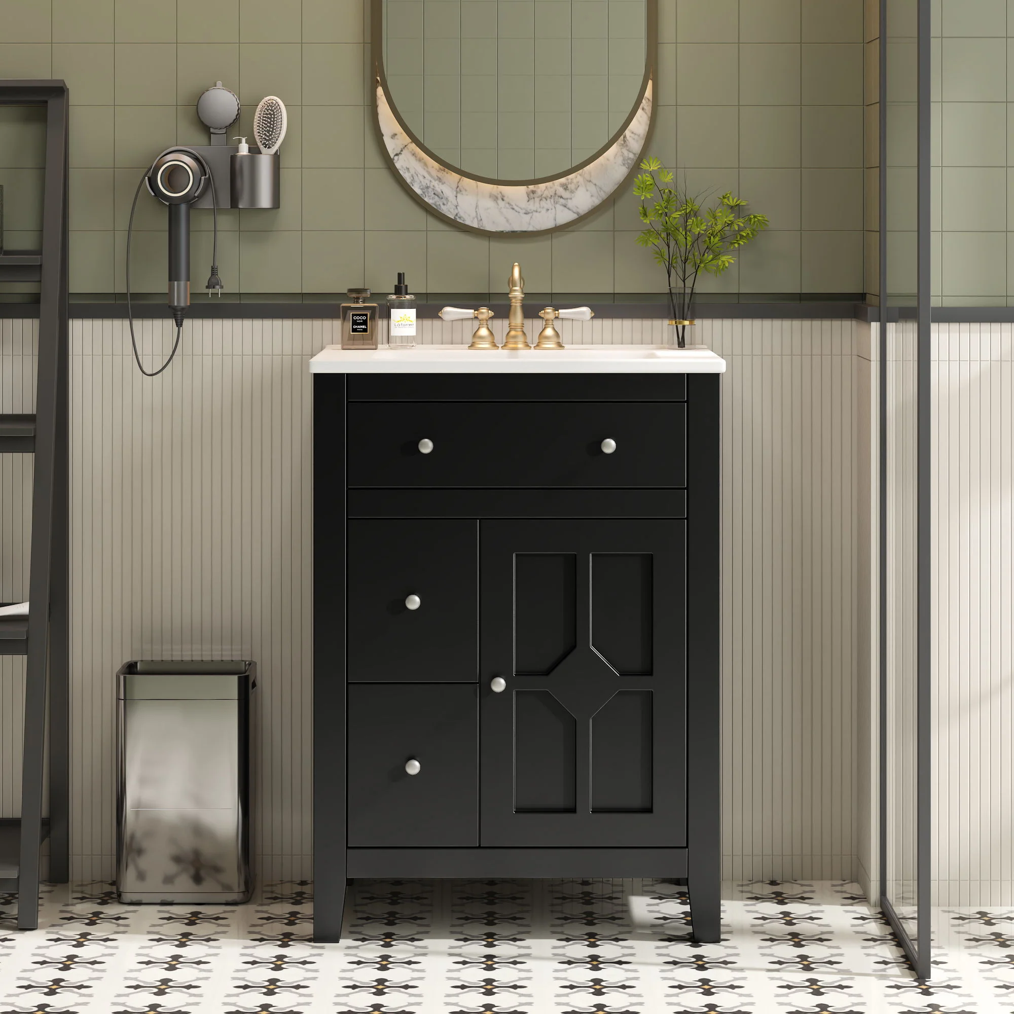 Bathroom Vanity With Basin, Rectangular Cabinet With 2 Drawers And Soft Closing Door - Image 16