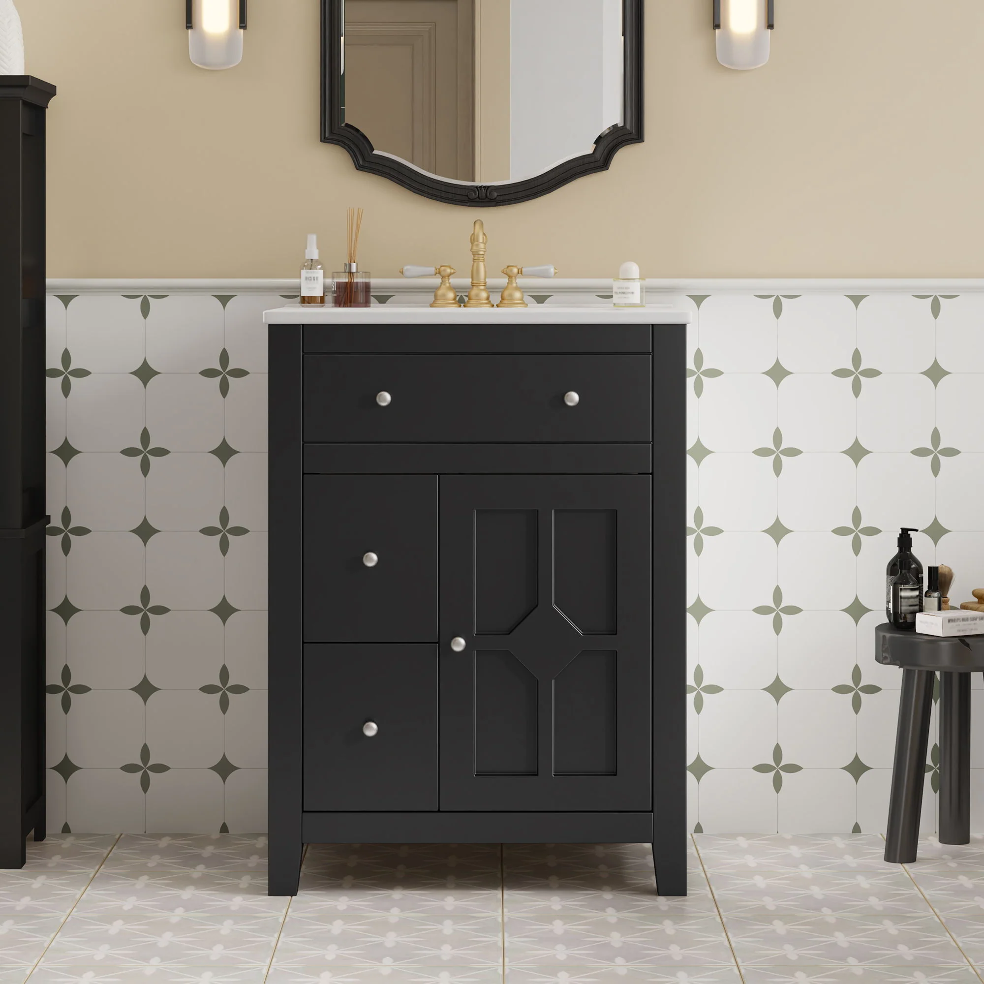 Bathroom Vanity With Basin, Rectangular Cabinet With 2 Drawers And Soft Closing Door - Image 5