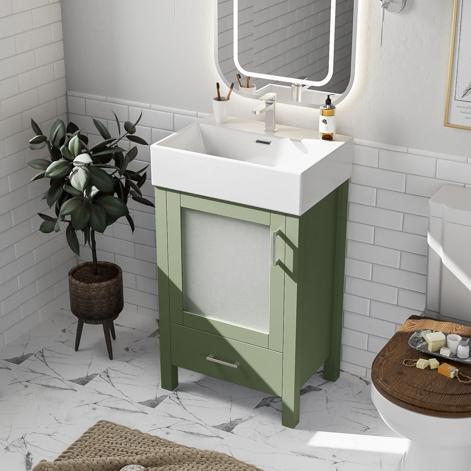 Bathroom Vanity With Ceramic Sink And Ample Storage, Ideal For Small Bathrooms - Image 26