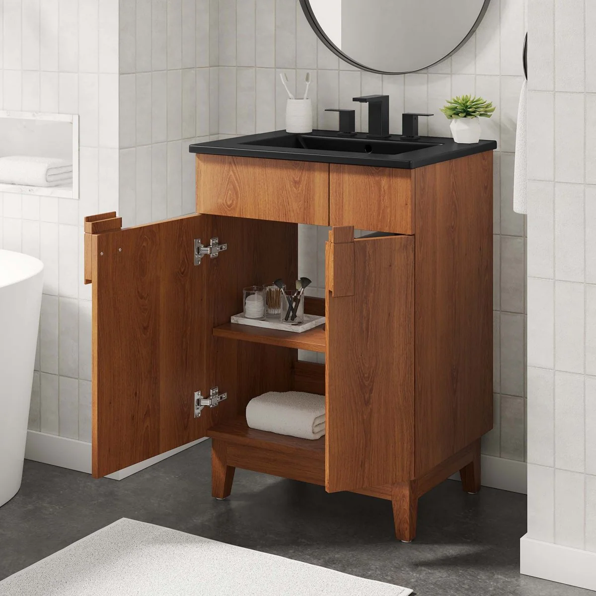 Bathroom Vanity with Ceramic Sink and Storage Cabinet for Bath, Contemporary Vanity Unit - Image 15