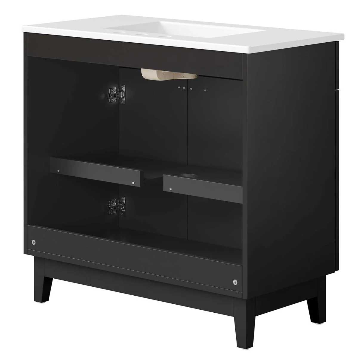 Bathroom Vanity with Ceramic Sink and Storage Cabinet for Bath, Contemporary Vanity Unit - Image 83