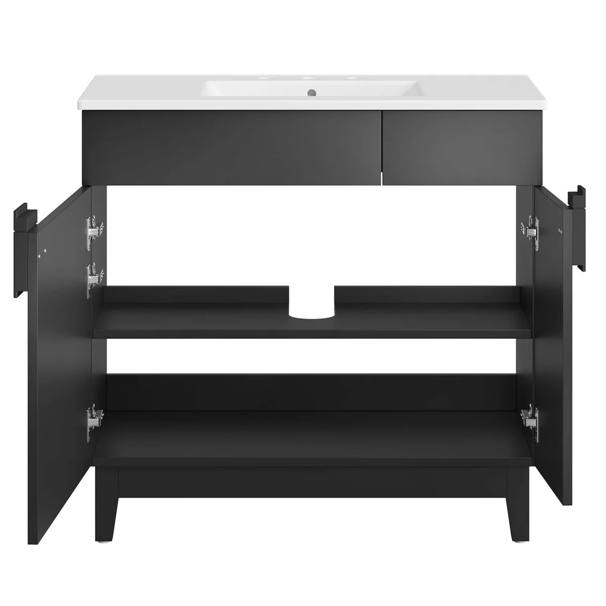 Bathroom Vanity with Ceramic Sink and Storage Cabinet for Bath, Contemporary Vanity Unit - Image 86
