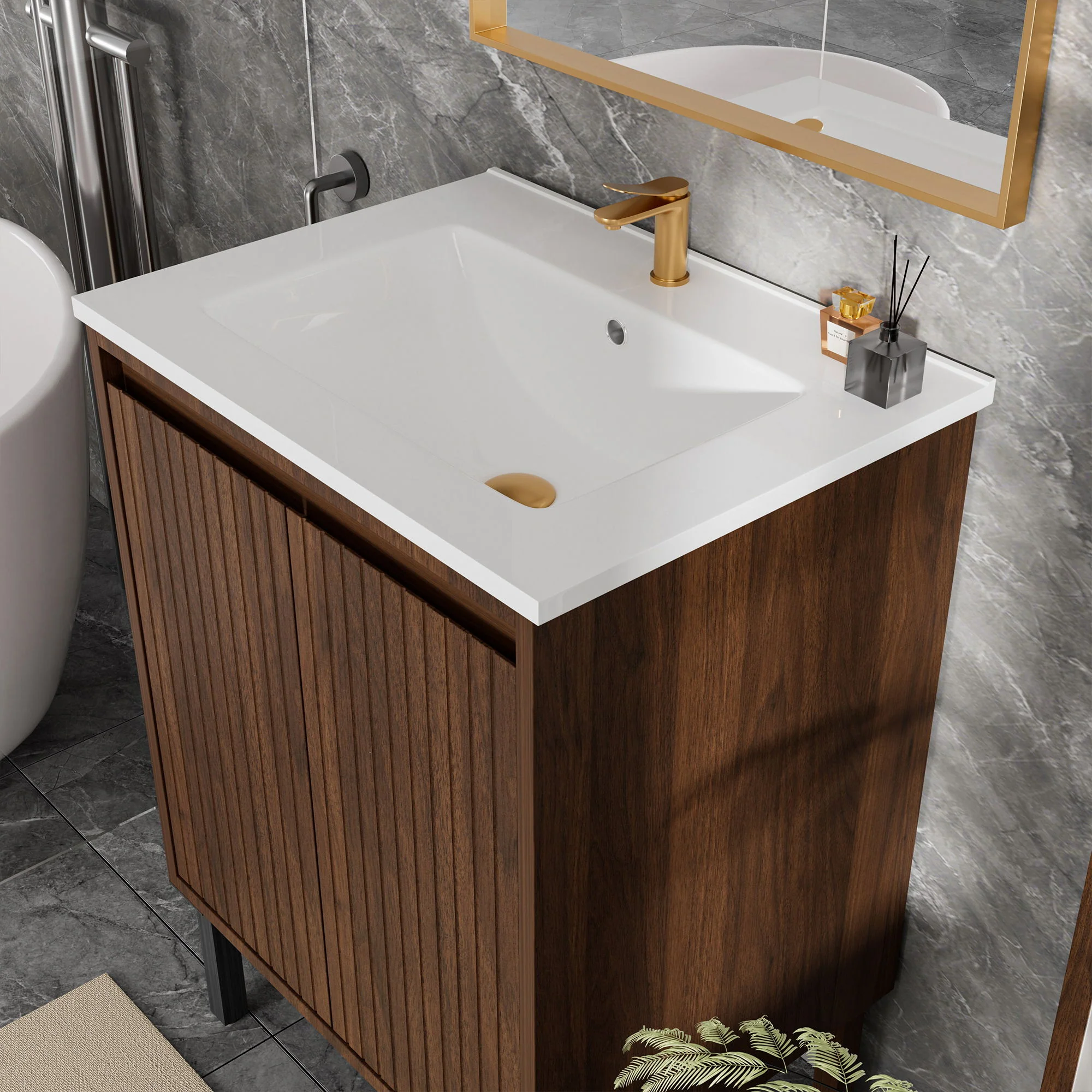 Bathroom Vanity With Ceramic Sink, Floor-Standing Design, Soft-Closing Drawers - Image 10