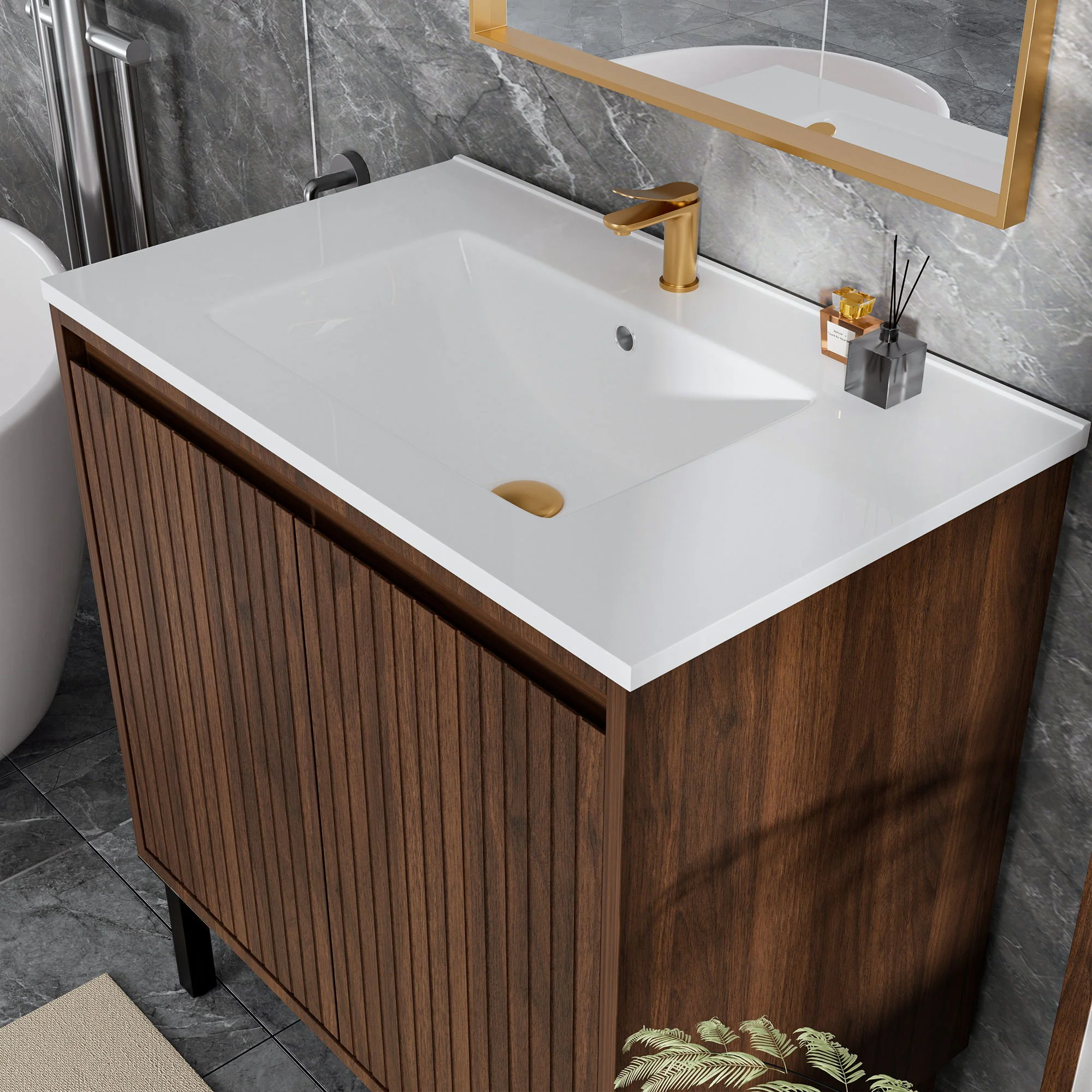 Bathroom Vanity With Ceramic Sink, Floor-Standing Design, Soft-Closing Drawers - Image 11