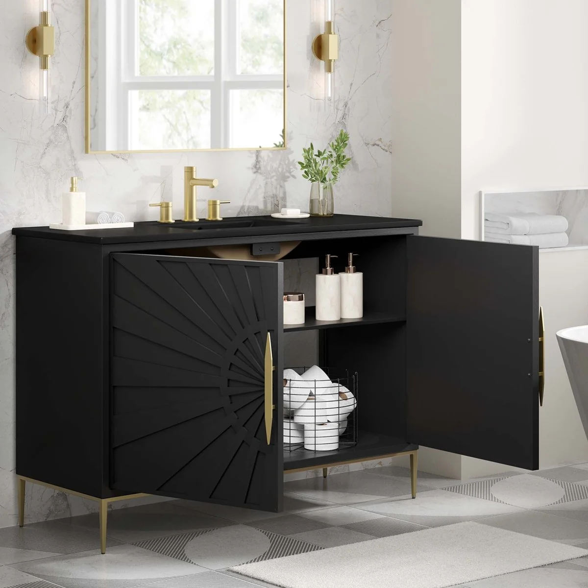 Bathroom Vanity with Ceramic Sink Top – Modern Vanity Unit for Bathroom - Image 103