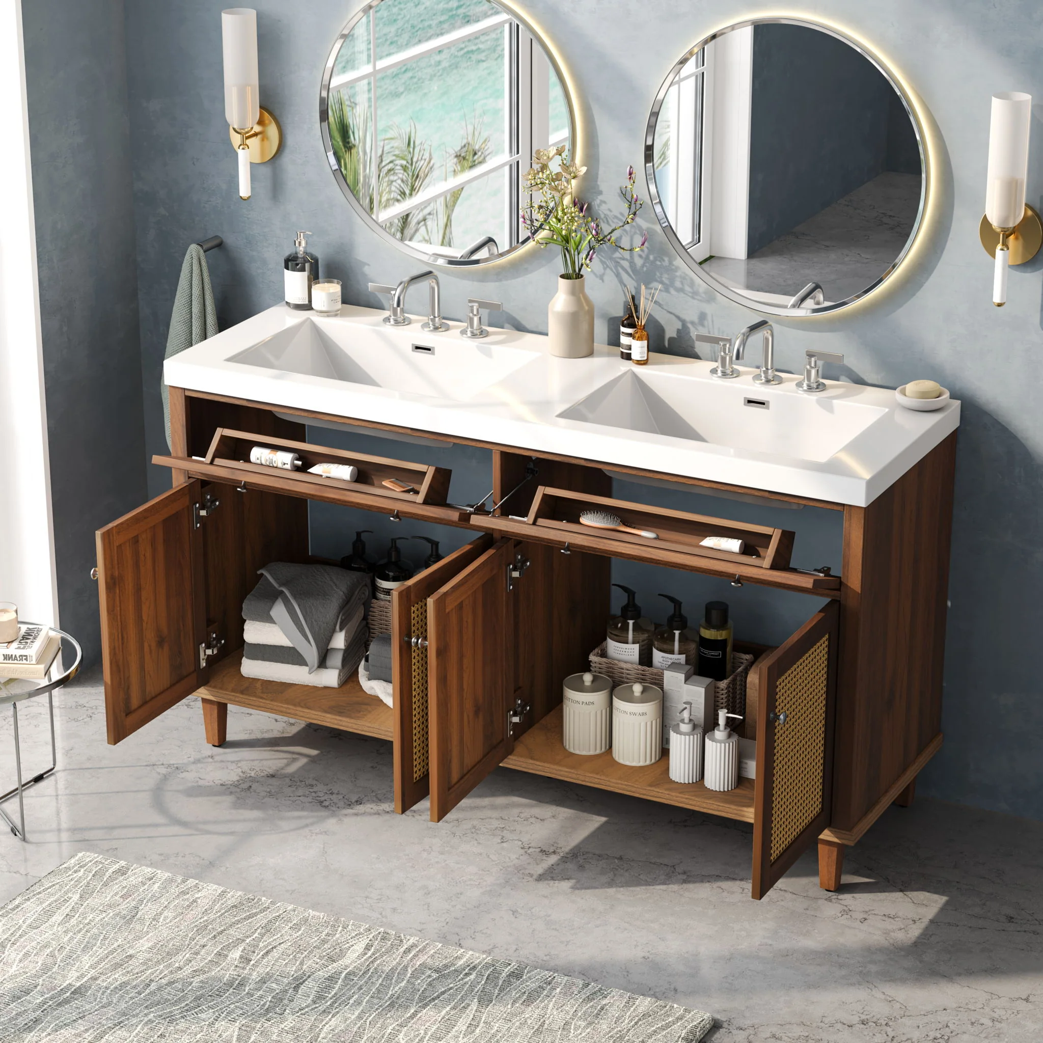 Bathroom Vanity With Double Sink, Large Storage Space - Image 20