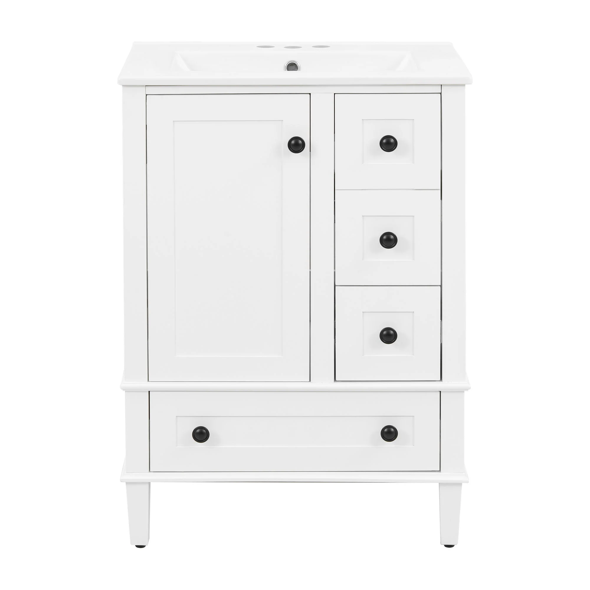 Bathroom Vanity With Integrated Basin, Soft Close Drawers, Door Mounted Double Layer Shelf - Image 2