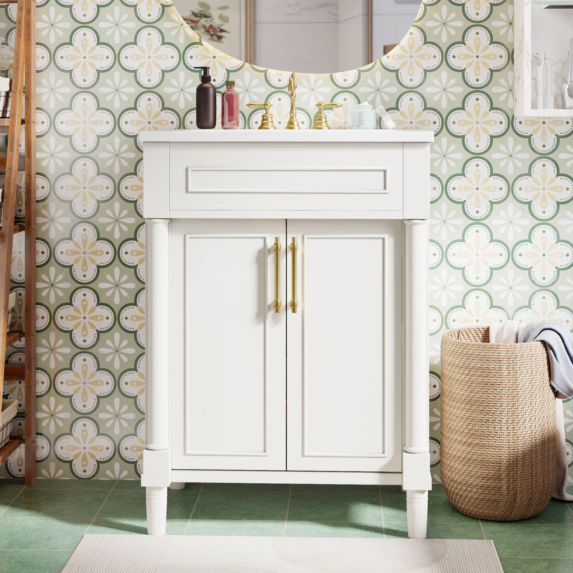 Bathroom Vanity With Integrated Sink, 2 Door Cabinet, Single Sink For Small To Medium Bathrooms - Image 6