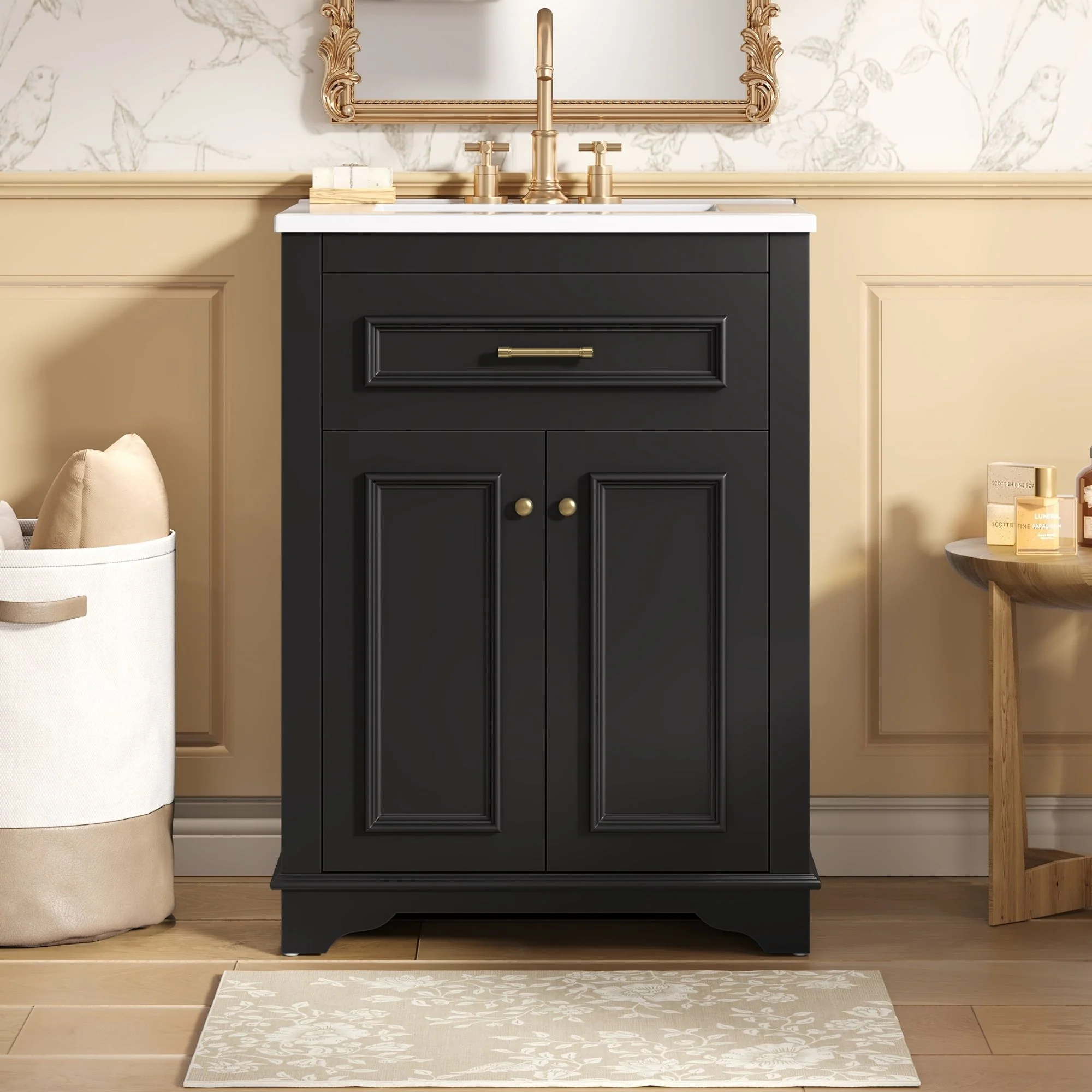 Bathroom Vanity With Integrated Sink, 2 Door Cabinet With Tip Out Drawer, Rectangular Design - Image 24