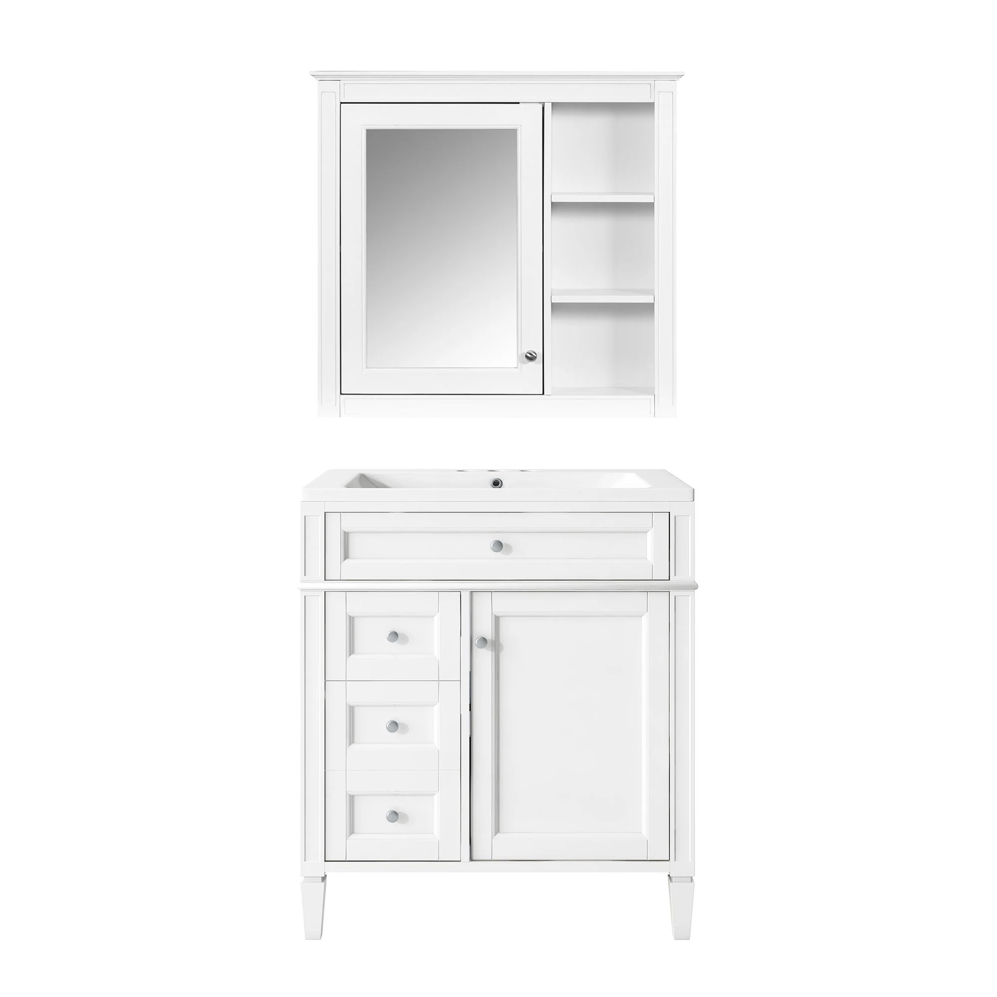 Bathroom Vanity With Medicine Cabinet, Royal Mirror Cabinet, Modern Bathroom Storage Cabinet With 2 Soft Closing Doors And 4 Drawers - Image 4