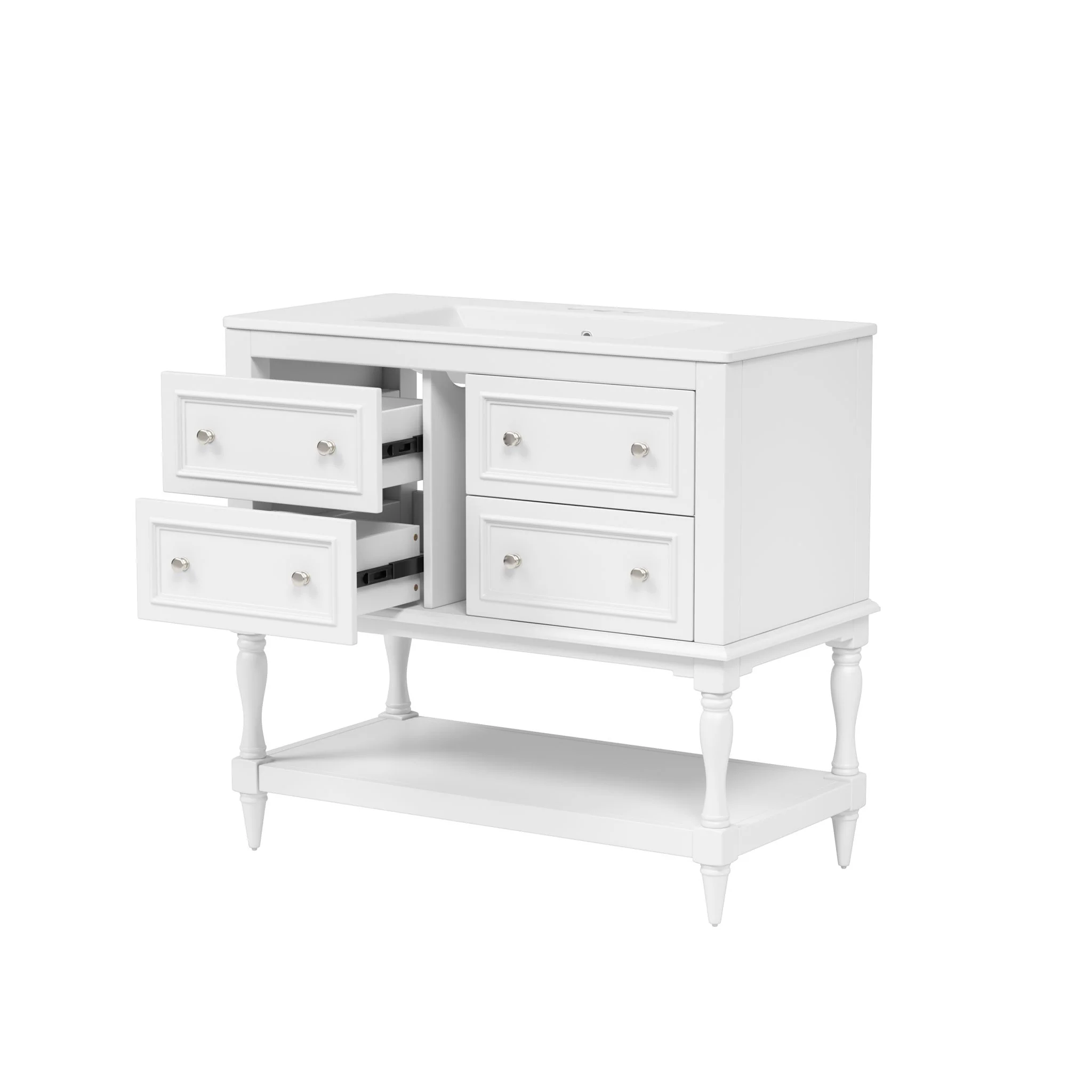 Bathroom Vanity With Medicine Cabinet, Storage Cabinet With 4 Drawers, Adjustable Shelf Mirror - Image 2