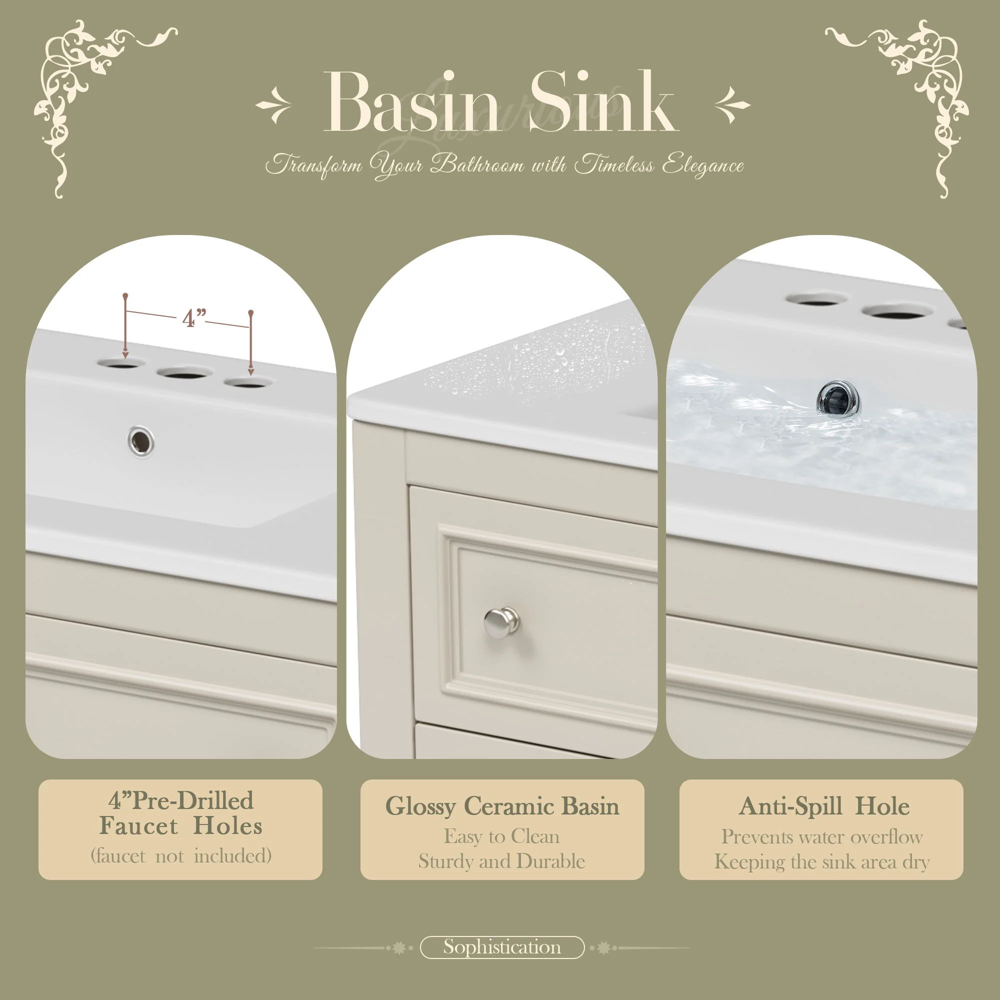 Bathroom Vanity With Medicine Cabinet, Storage Cabinet With 4 Drawers, Adjustable Shelf Mirror - Image 27