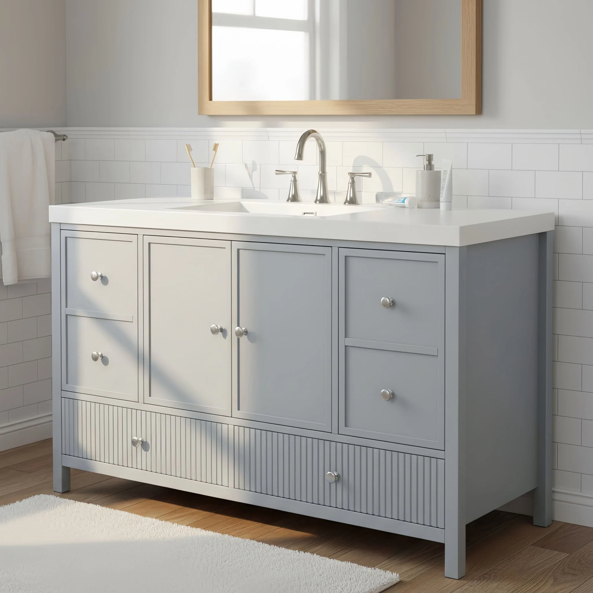Bathroom Vanity With Separate Sink, Soft Close Doors And 4 Drawers - Image 6