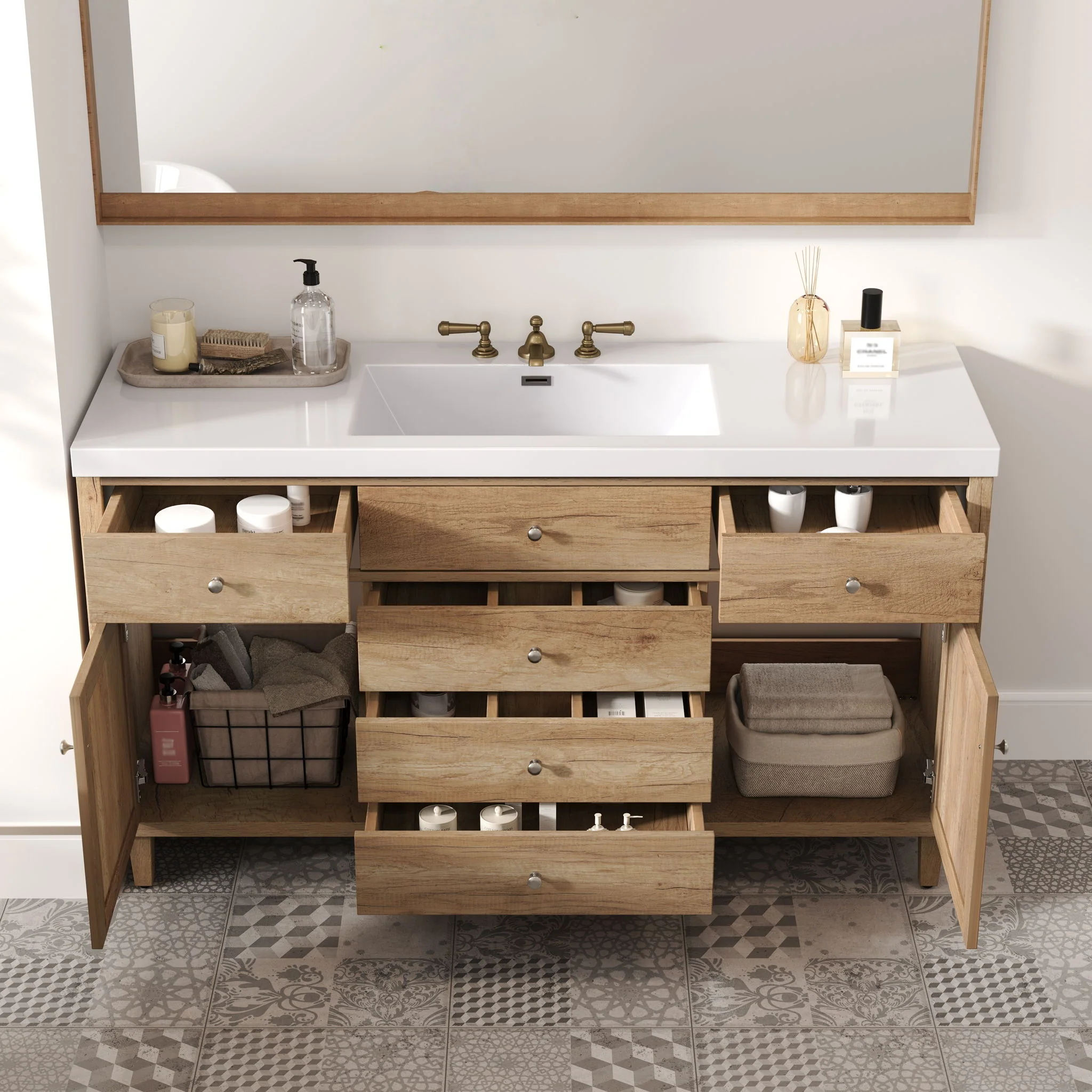 Bathroom Vanity With Sink, 5 Legs, Soft Close Drawers - Image 17