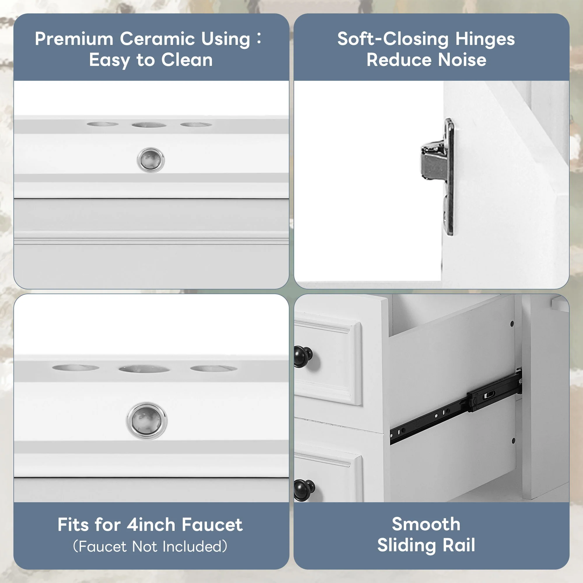 Bathroom Vanity With Sink, Cabinet With 2 Drawers And Adjustable Shelf - Image 30