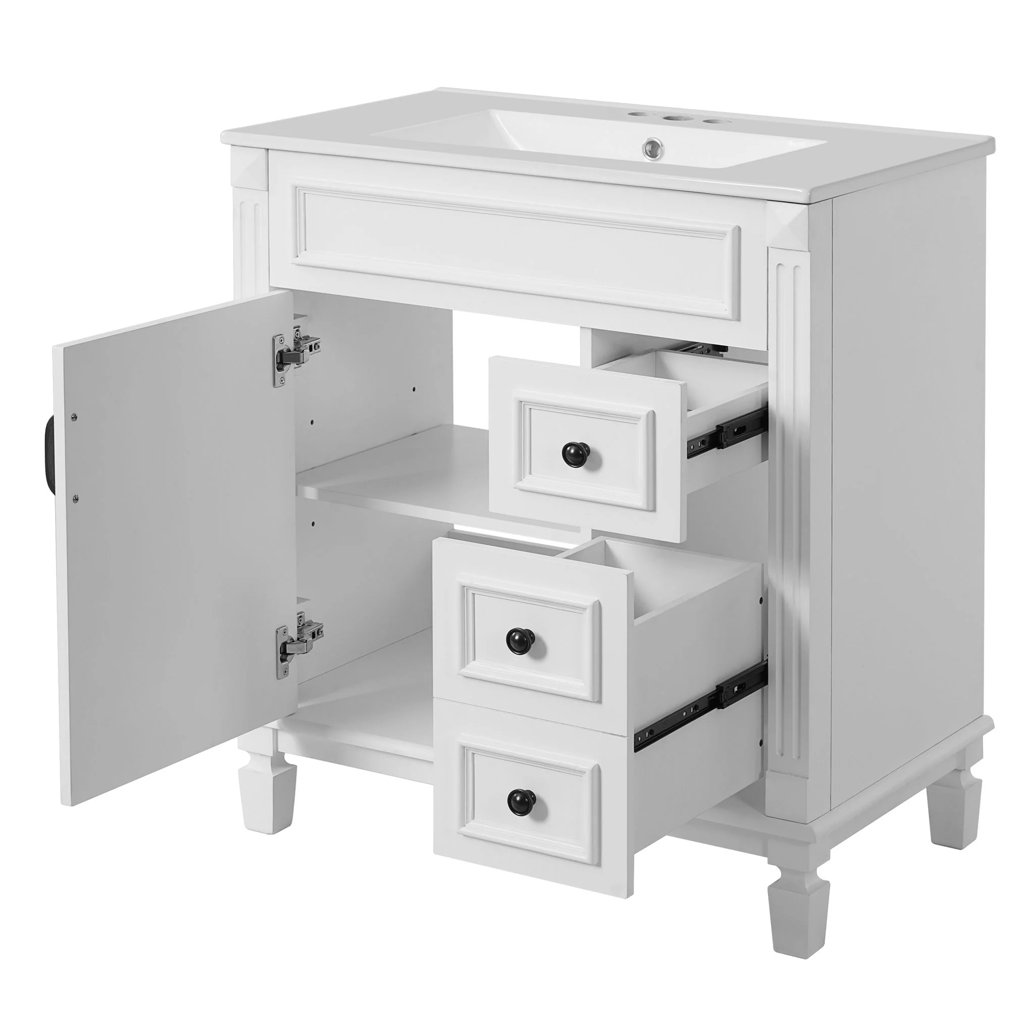 Bathroom Vanity With Sink, Cabinet With 2 Drawers And Adjustable Shelf - Image 4
