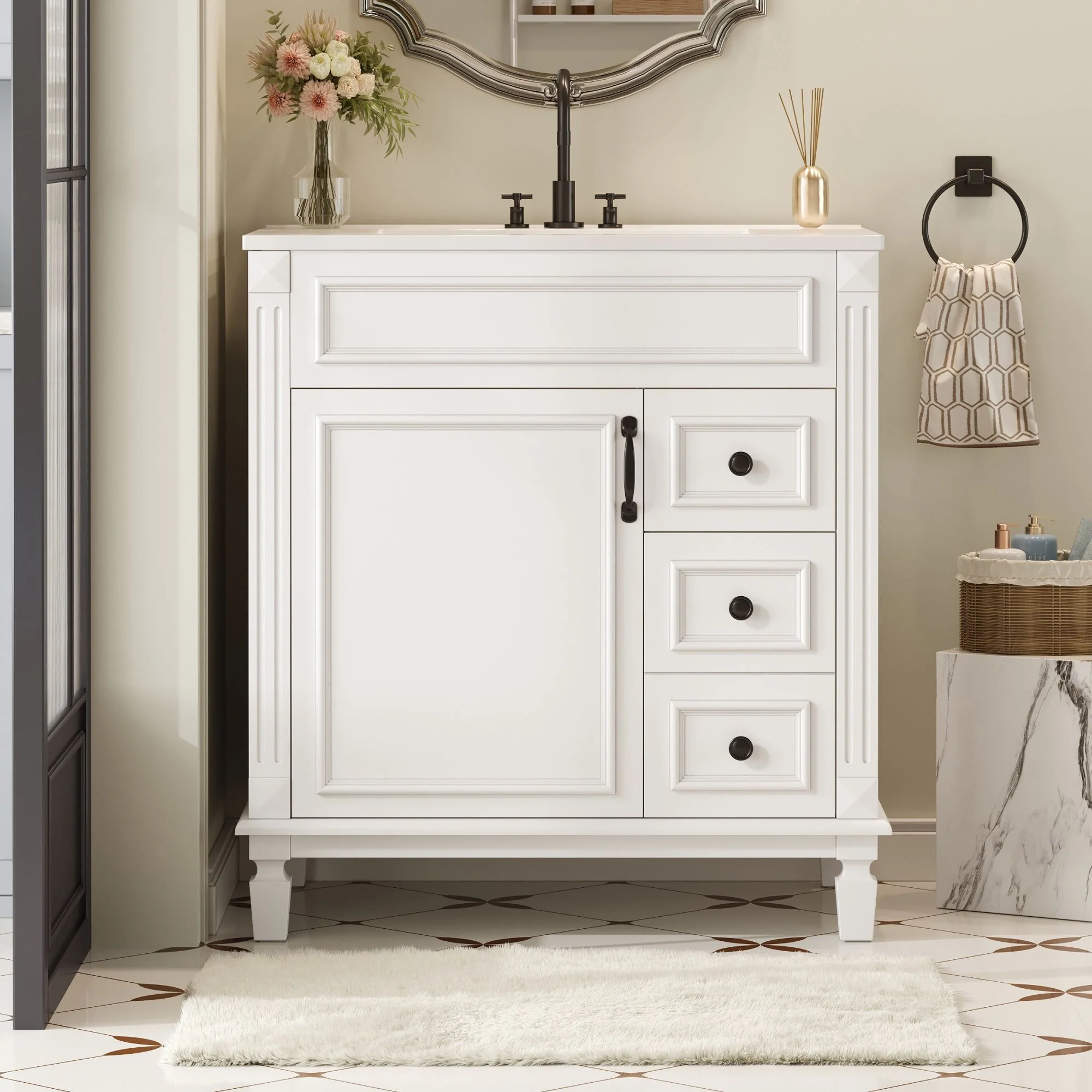 Bathroom Vanity With Sink, Cabinet With 2 Drawers And Adjustable Shelf - Image 9