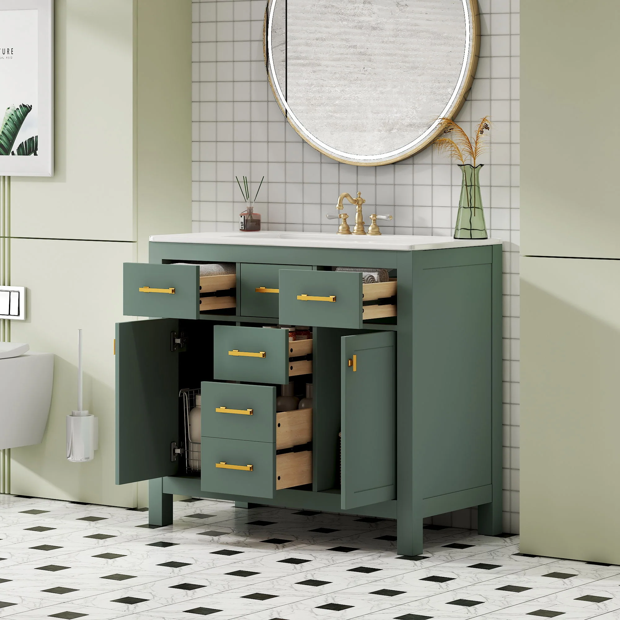 Bathroom Vanity With Sink Combo Set, Modern Bathroom Cabinet With 4 Drawers - Image 11