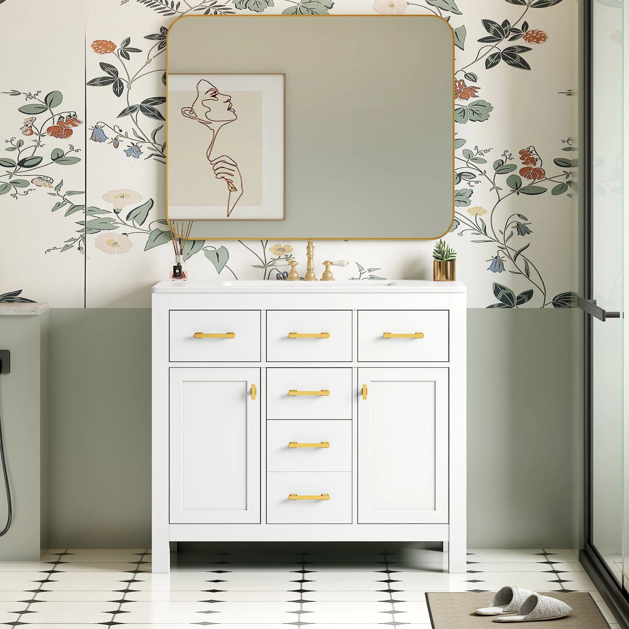 Bathroom Vanity With Sink Combo Set, Modern Bathroom Cabinet With 4 Drawers - Image 6