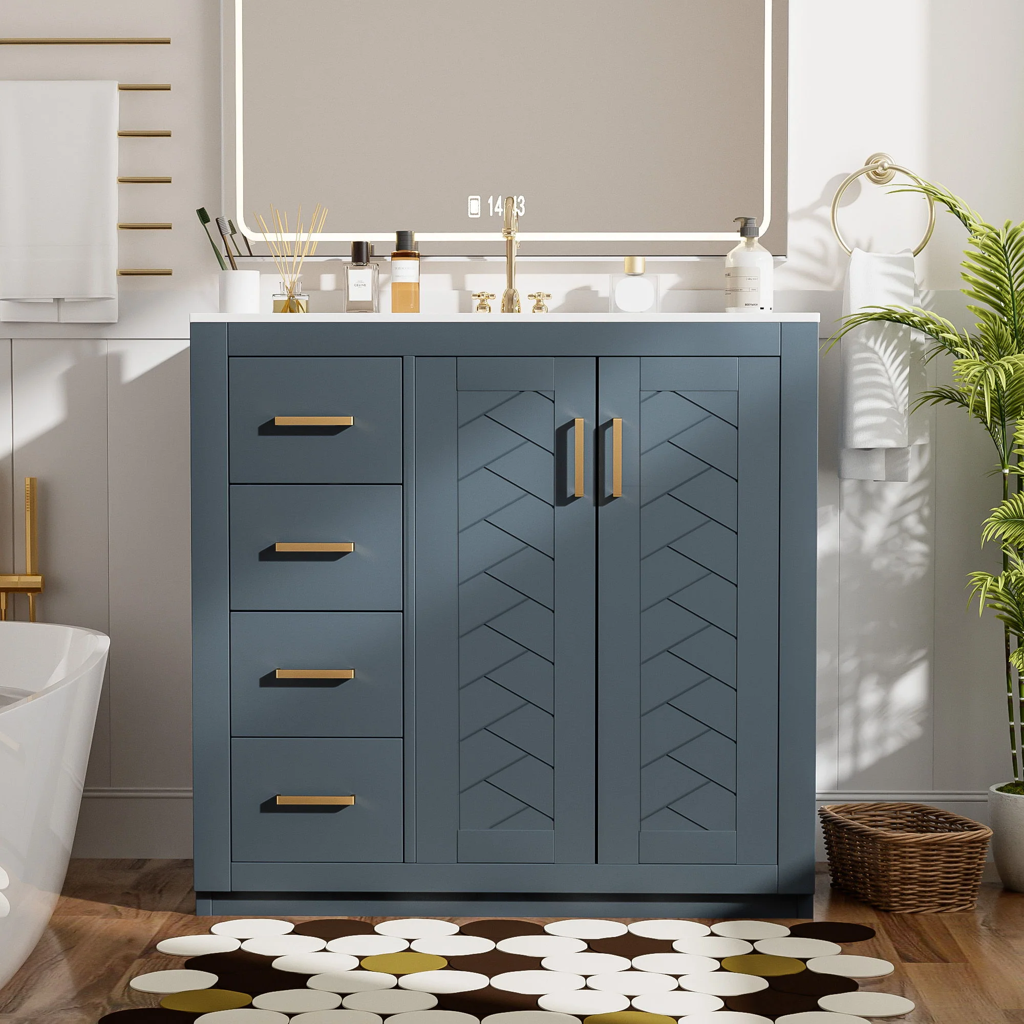 Bathroom Vanity With Sink Combo, Storage Cabinet, Freestanding Set With 3 Drawers & Soft Closing Doors - Image 15