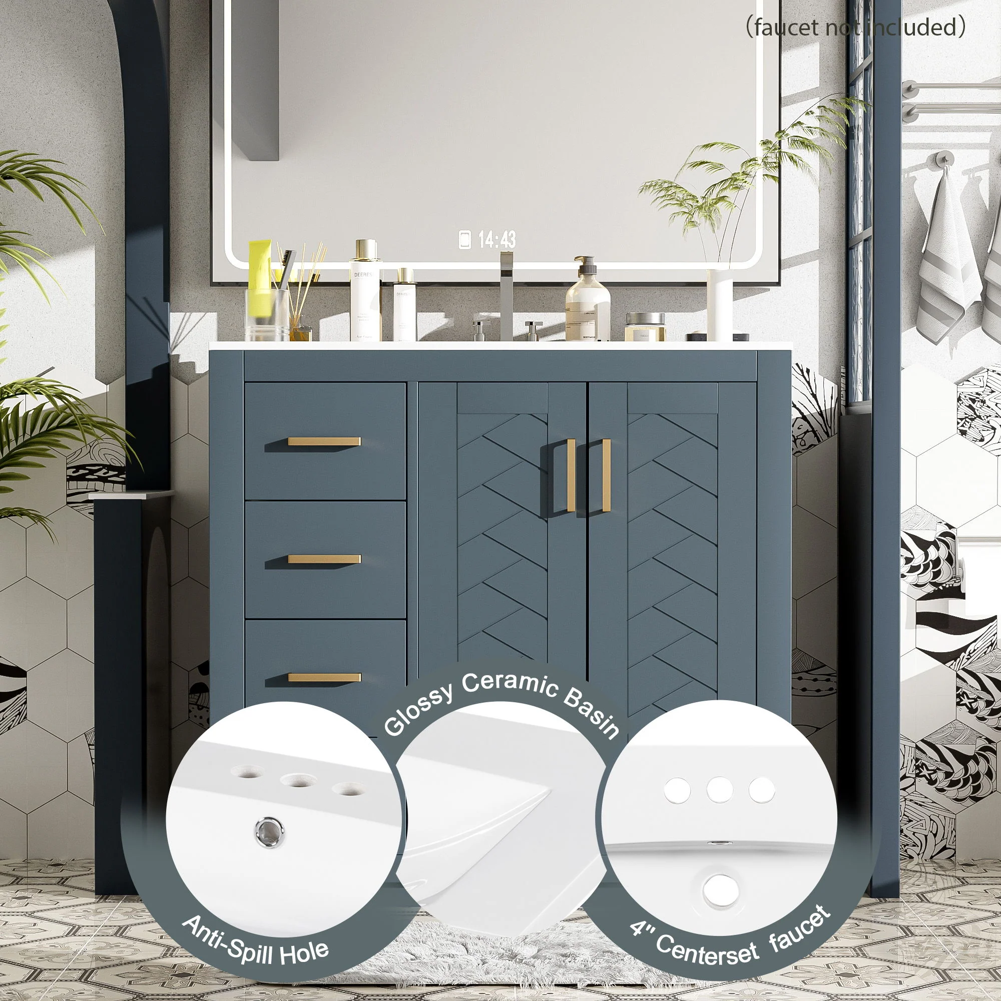 Bathroom Vanity With Sink Combo, Storage Cabinet, Freestanding Set With 3 Drawers & Soft Closing Doors - Image 31