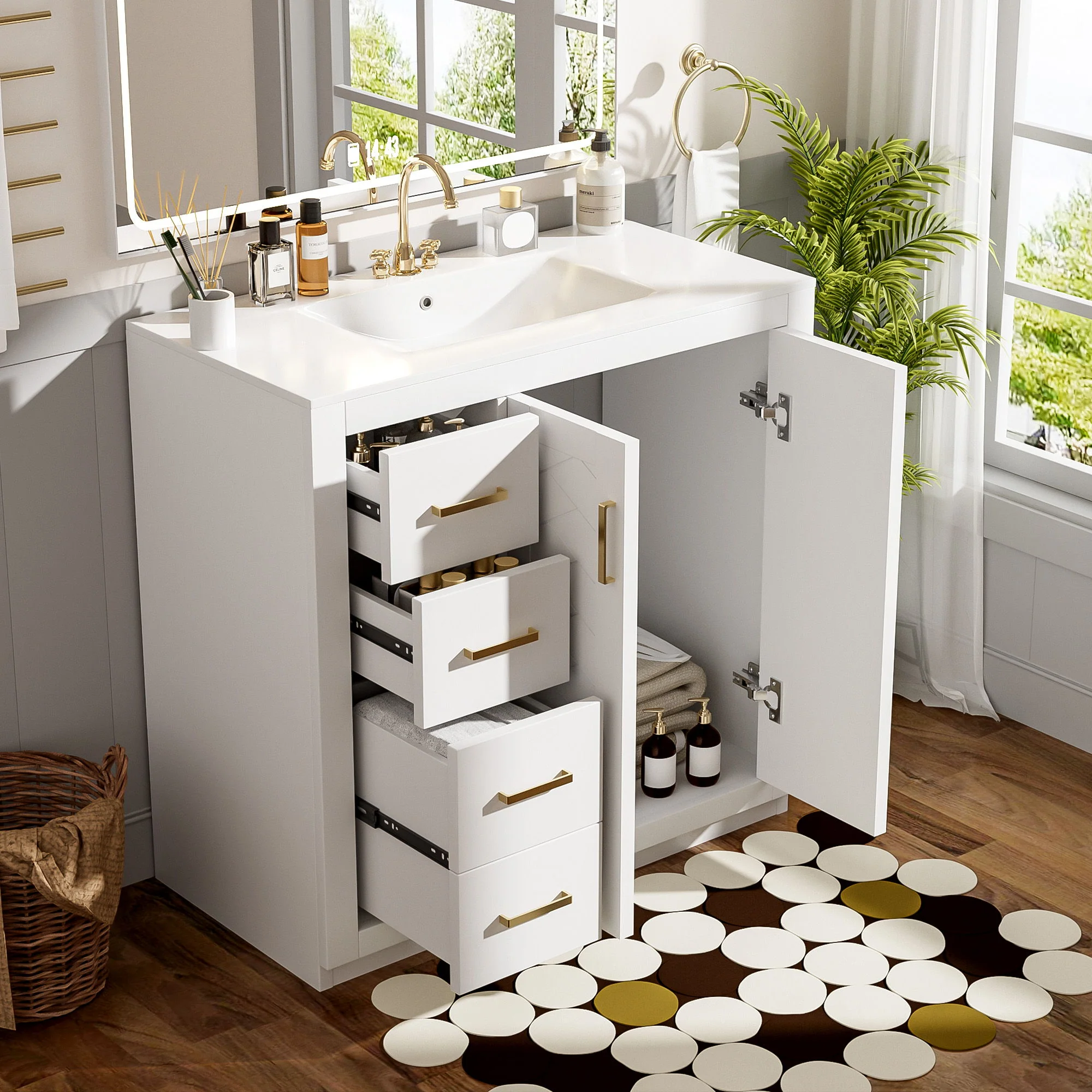 Bathroom Vanity With Sink Combo, Storage Cabinet, Freestanding Set With 3 Drawers & Soft Closing Doors - Image 32