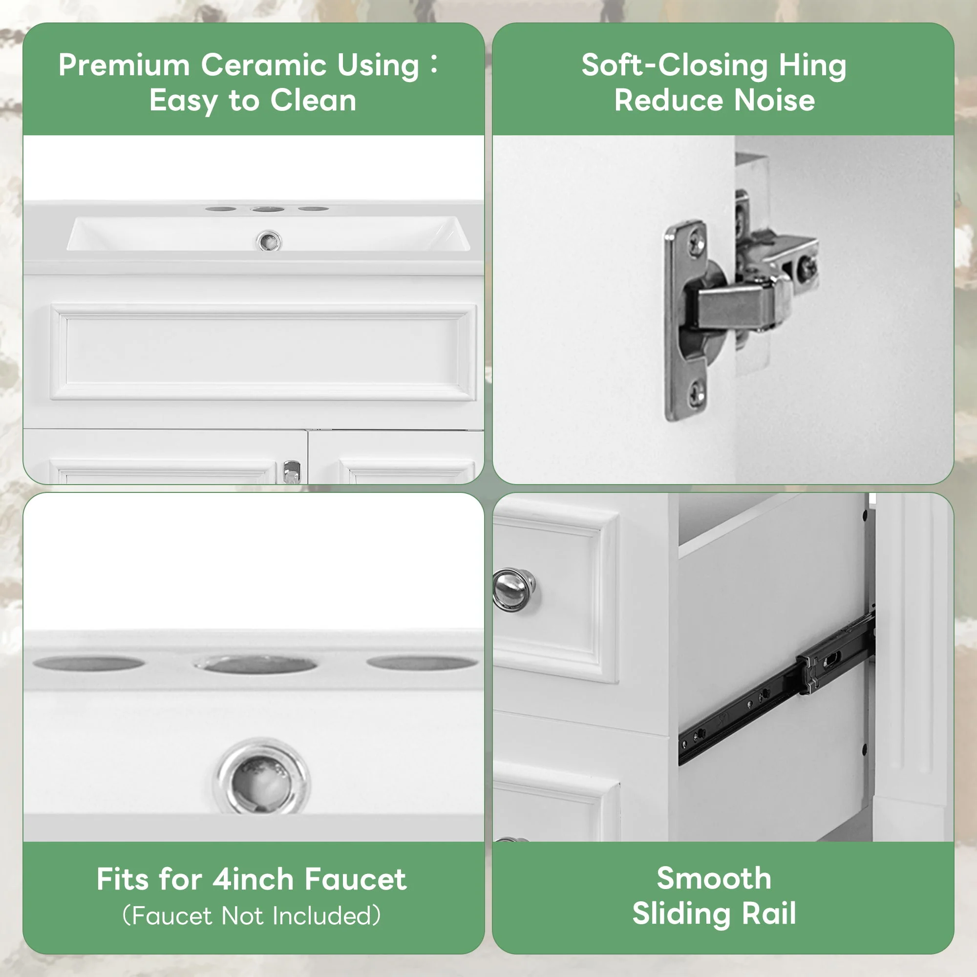 Bathroom Vanity With Sink, Compact Cabinet & 2 Drawers And Adjustable Shelf - Image 49