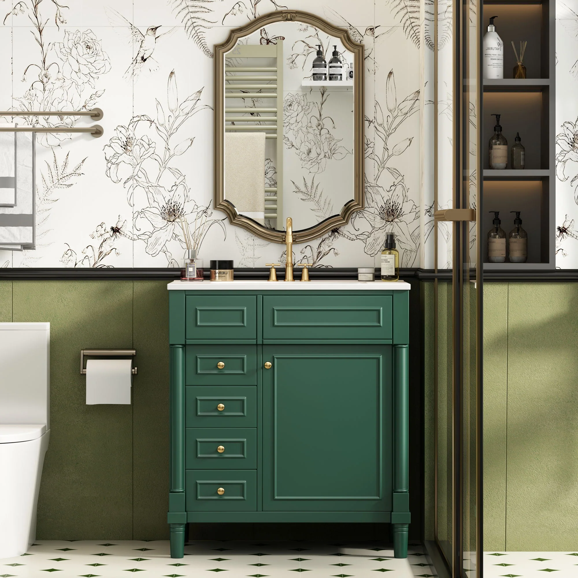 Bathroom Vanity With Sink, Freestanding Storage Cabinet & 2 Drawers And Soft Closing Door, Solid Legs, Frame, Basin, - Image 6