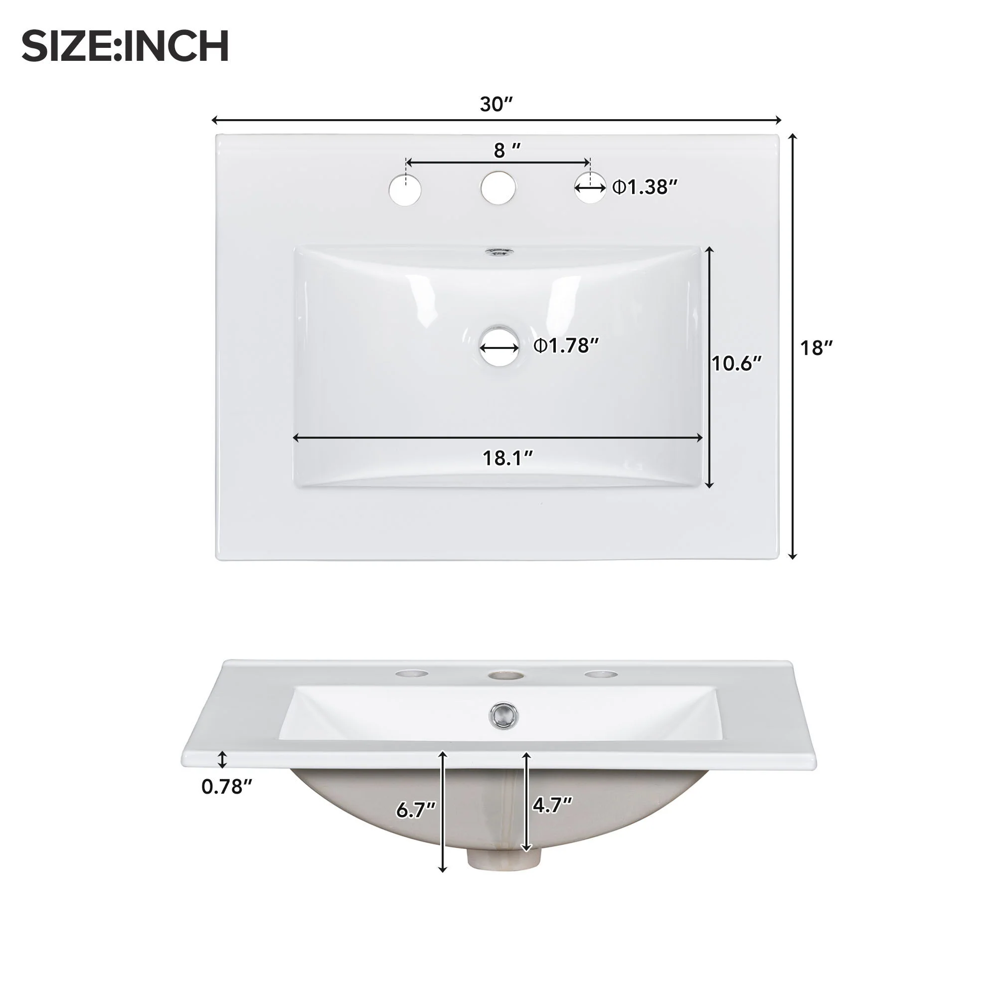Bathroom Vanity With Sink, Modern Elegant Bathroom Storage Cabinet With 3 Drawers And Adjustable Shelves, Freestanding Vanity Set With Mirror Cabinet, Single Sink Bathroom Vanity - Image 15