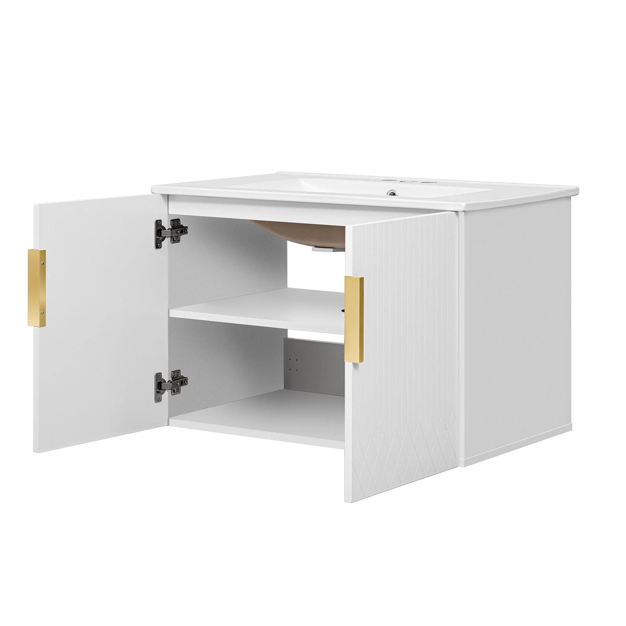 Bathroom Vanity With Sink, Rectangular Storage Cabinet With 2 Soft Closing Doors - Image 2