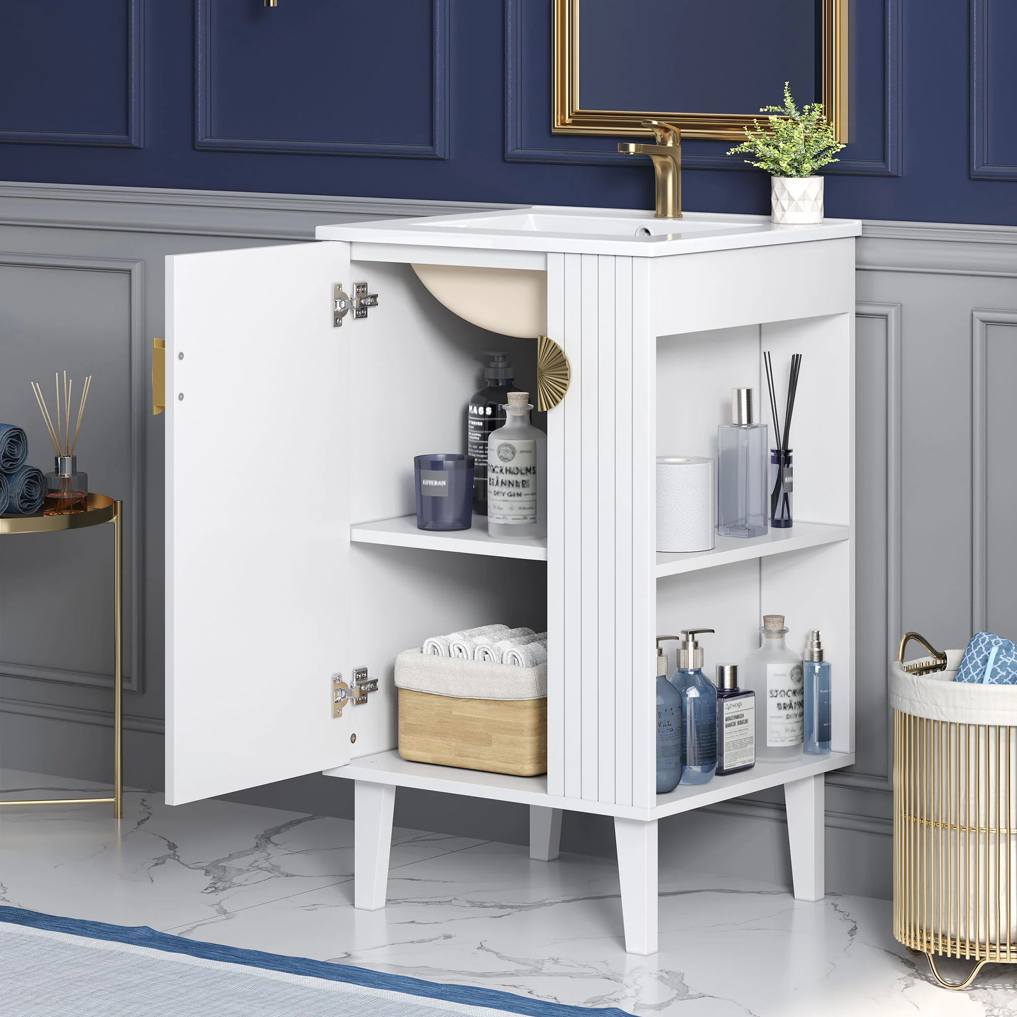 Bathroom Vanity With Sink, Soft-Close Door, Half-Moon Pulls - Image 14