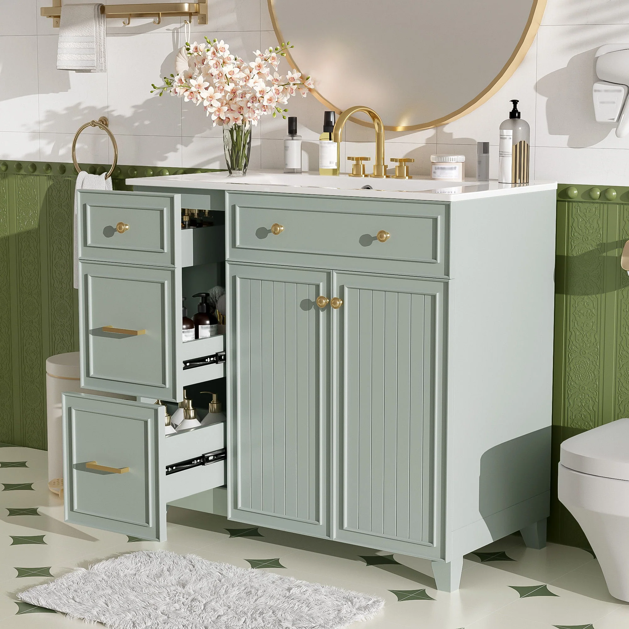 Bathroom Vanity With Sink, Soft Close Doors, Adjustable Shelves - Image 10